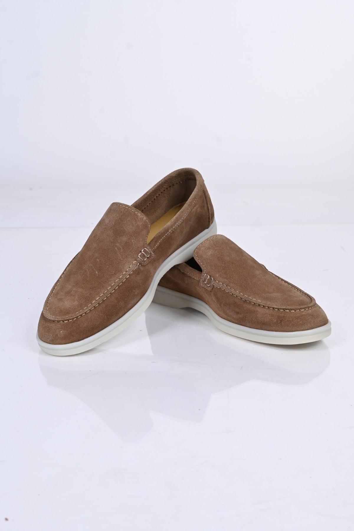 Bestello Bağcıksız Kauçuk Taban Hakiki Deri Loafer 028-2000 Erkek Ayakkabı028-2000_KUM SUET_39Loafers