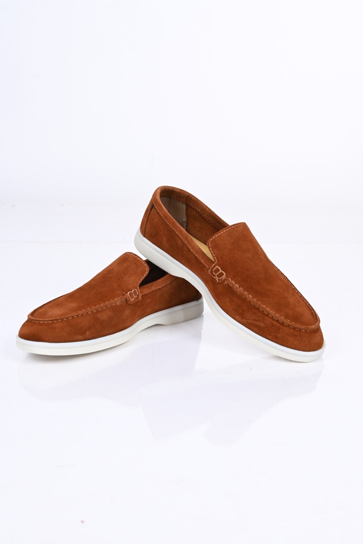 Bestello Bağcıksız Kauçuk Taban Hakiki Deri Loafer 028-2000 Erkek Ayakkabı028-2000_TABA SUET_39Loafers