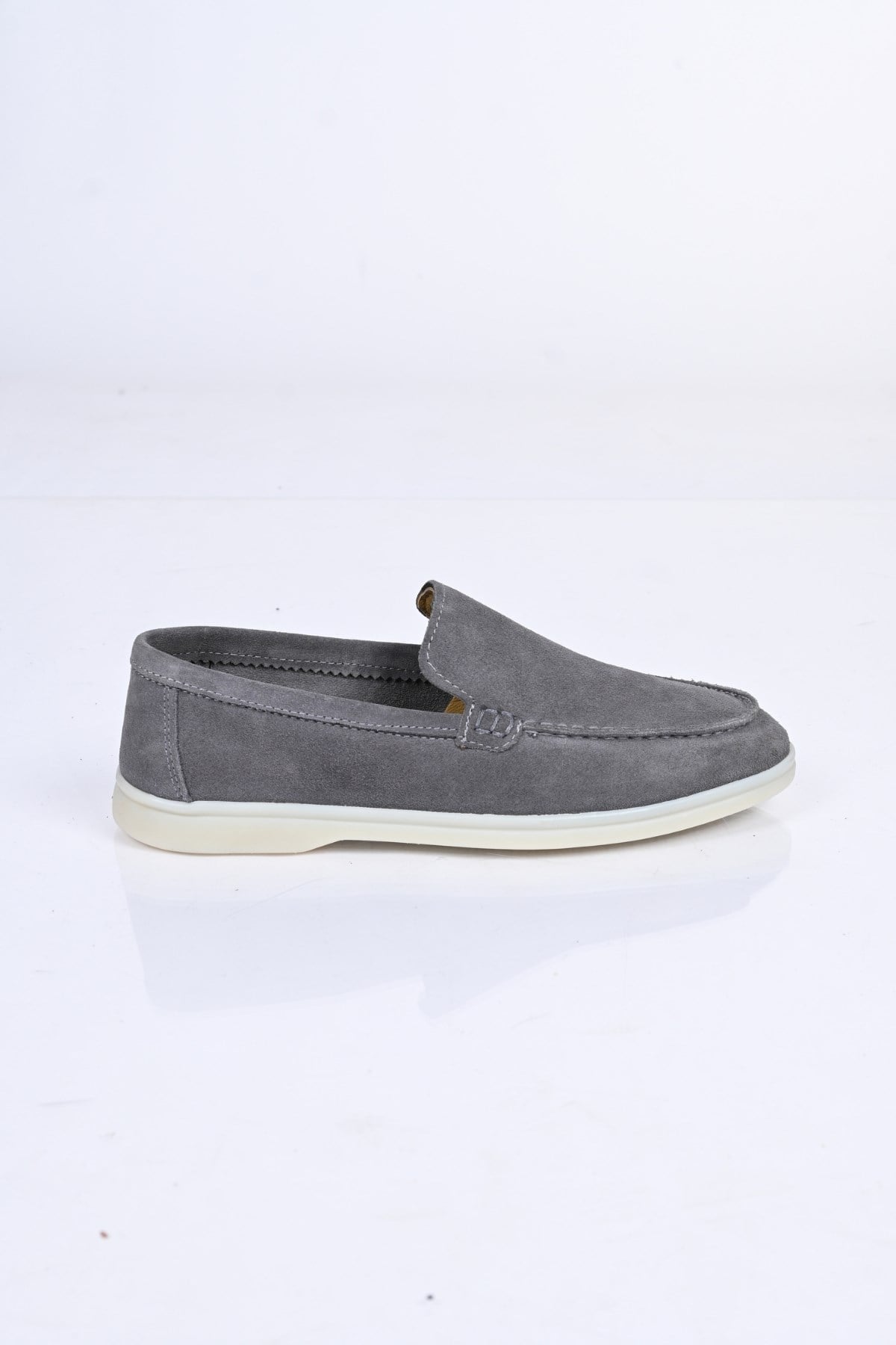 Bestello Bağcıksız Kauçuk Taban Hakiki Deri Loafer 028-2000 Erkek Ayakkabı028-2000_GRI SUET_39Loafers