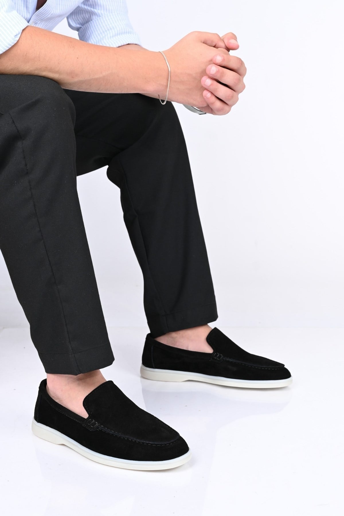 Bestello Bağcıksız Kauçuk Taban Hakiki Deri Loafer 028-2000 Erkek Ayakkabı028-2000_SIYAH SUET_39Loafers