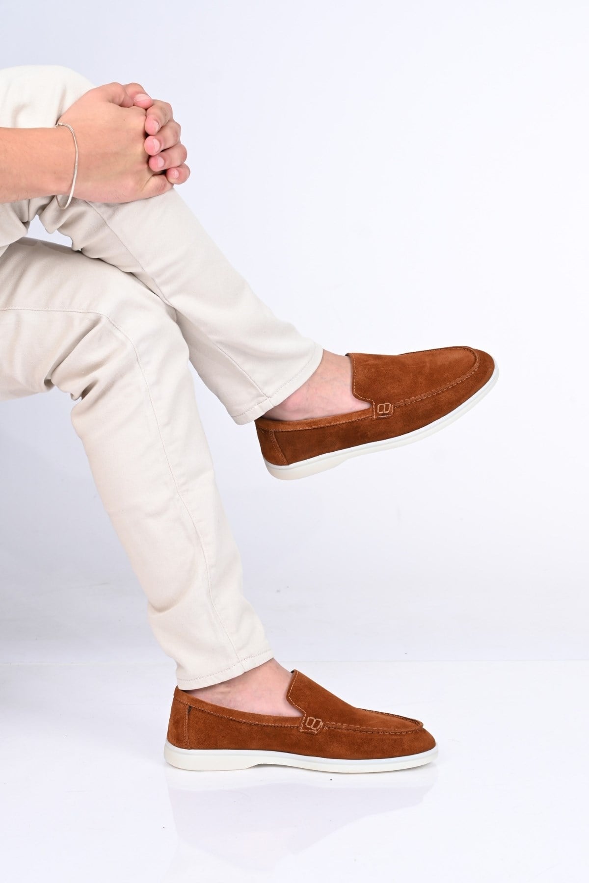 Bestello Bağcıksız Kauçuk Taban Hakiki Deri Loafer 028-2000 Erkek Ayakkabı028-2000_TABA SUET_39Loafers