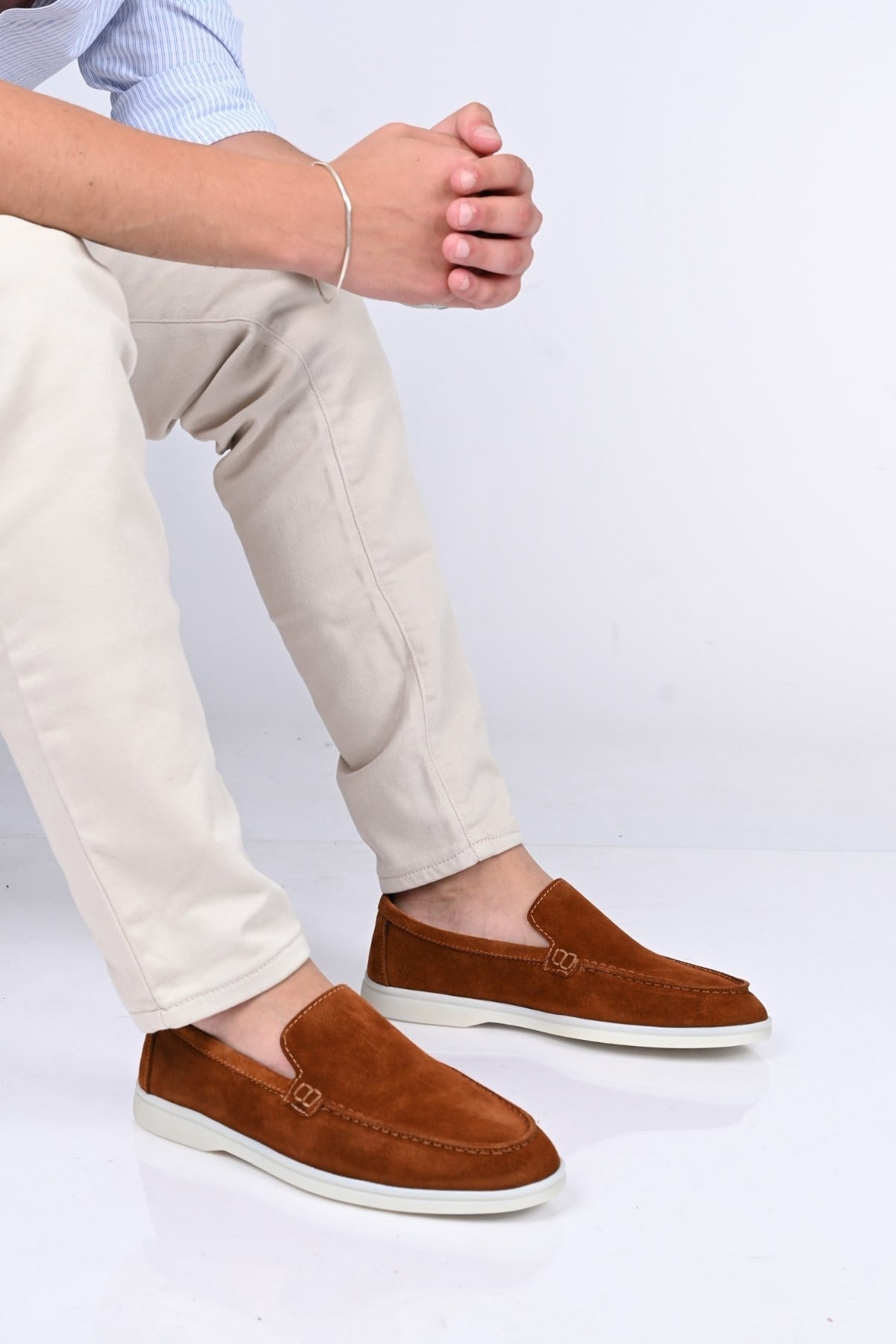 Bestello Bağcıksız Kauçuk Taban Hakiki Deri Loafer 028-2000 Erkek Ayakkabı028-2000_TABA SUET_39Loafers