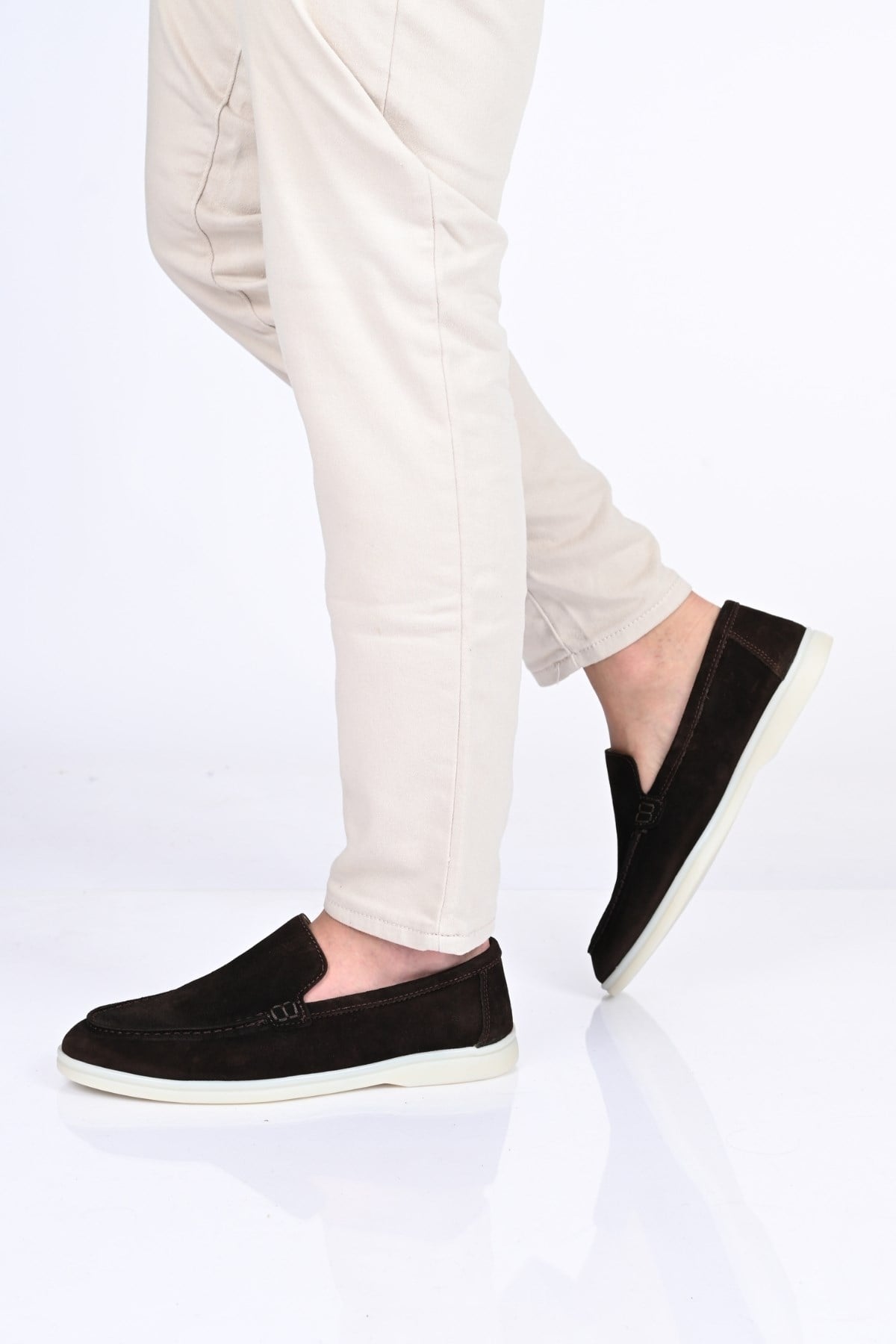 Bestello Bağcıksız Kauçuk Taban Hakiki Deri Loafer 028-2000 Erkek Ayakkabı028-2000_KAHVE SUET_39Loafers