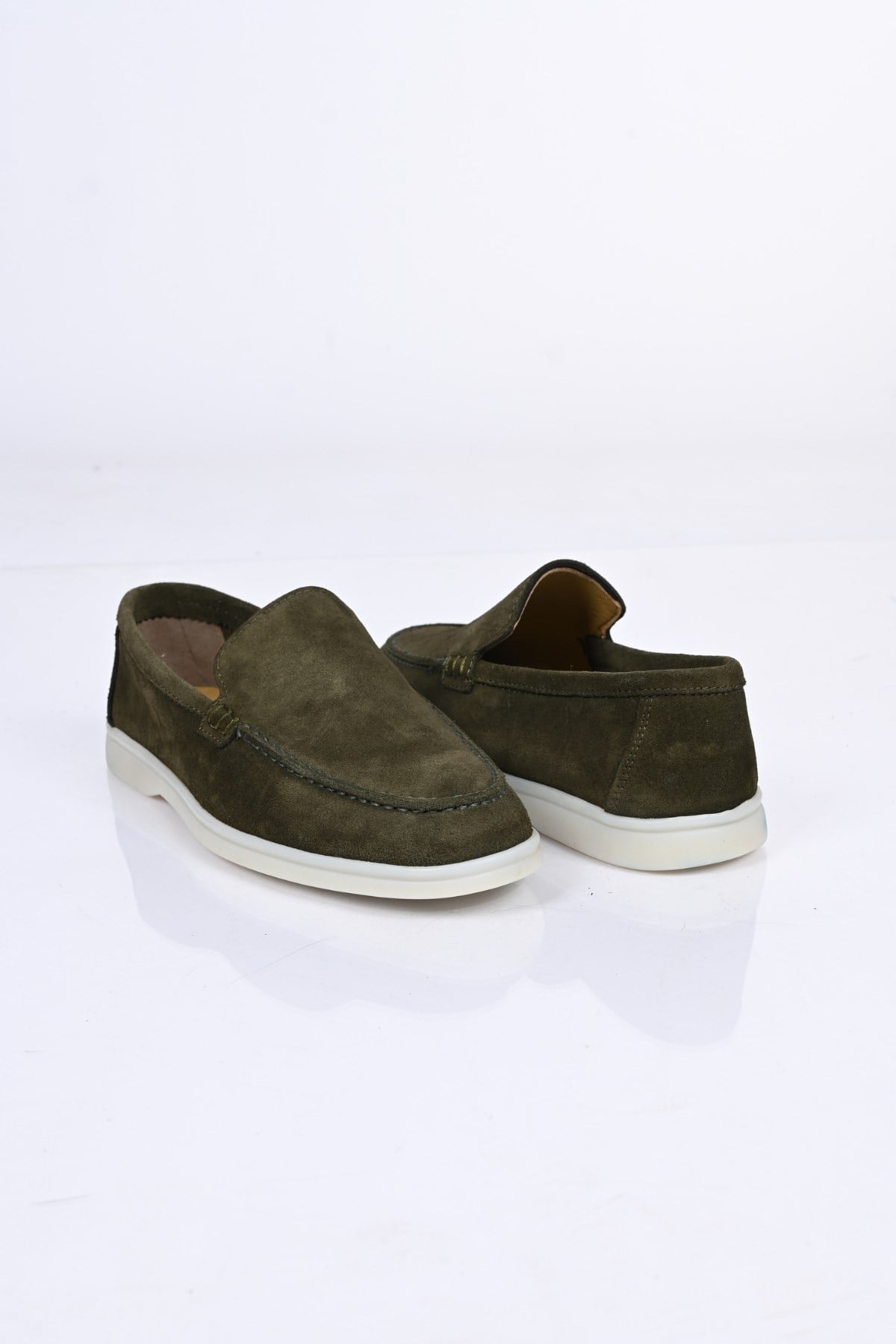 Bestello Bağcıksız Kauçuk Taban Hakiki Deri Loafer 028-2000 Erkek Ayakkabı028-2000_HAKI SUET_39Loafers