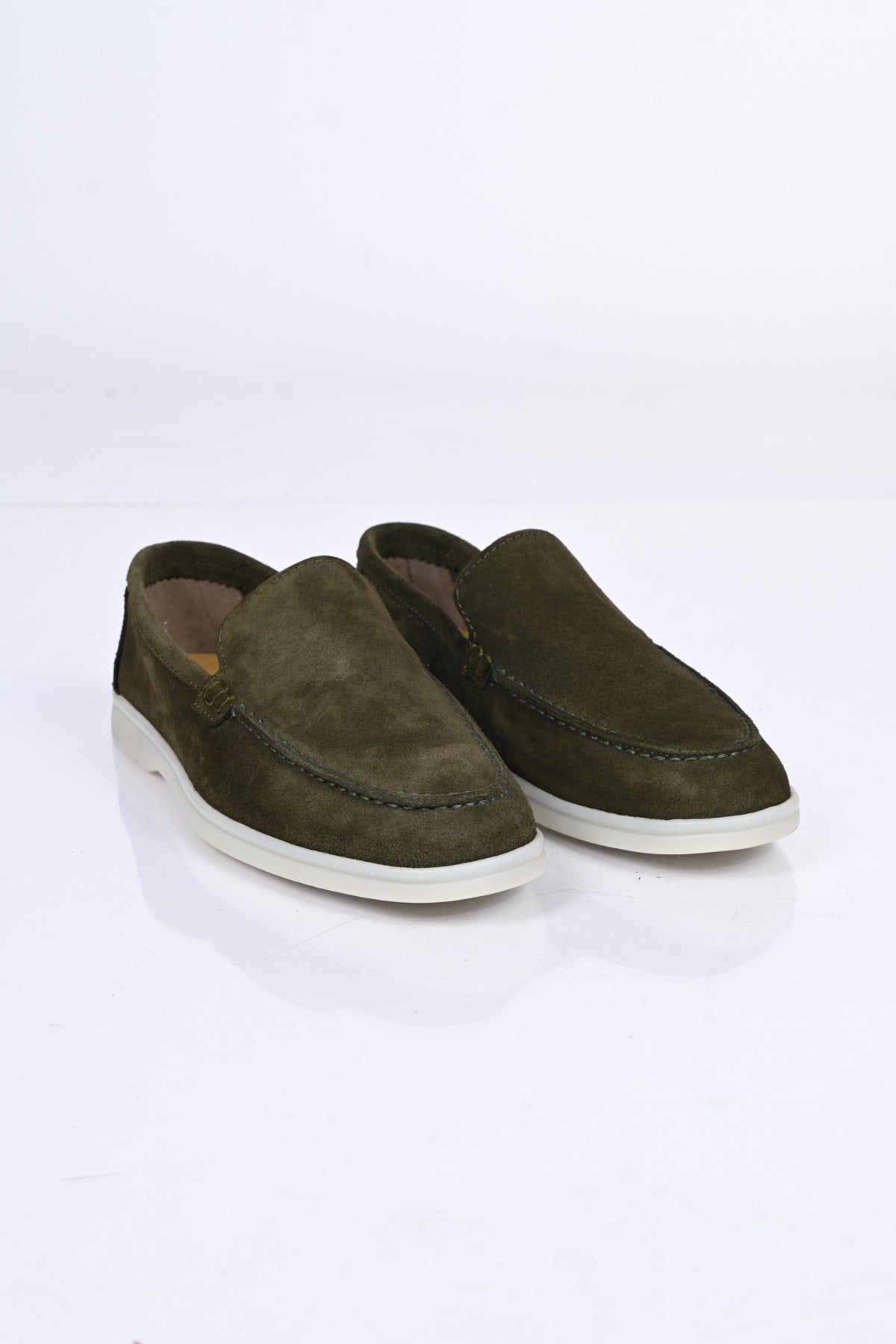 Bestello Bağcıksız Kauçuk Taban Hakiki Deri Loafer 028-2000 Erkek Ayakkabı028-2000_HAKI SUET_39Loafers