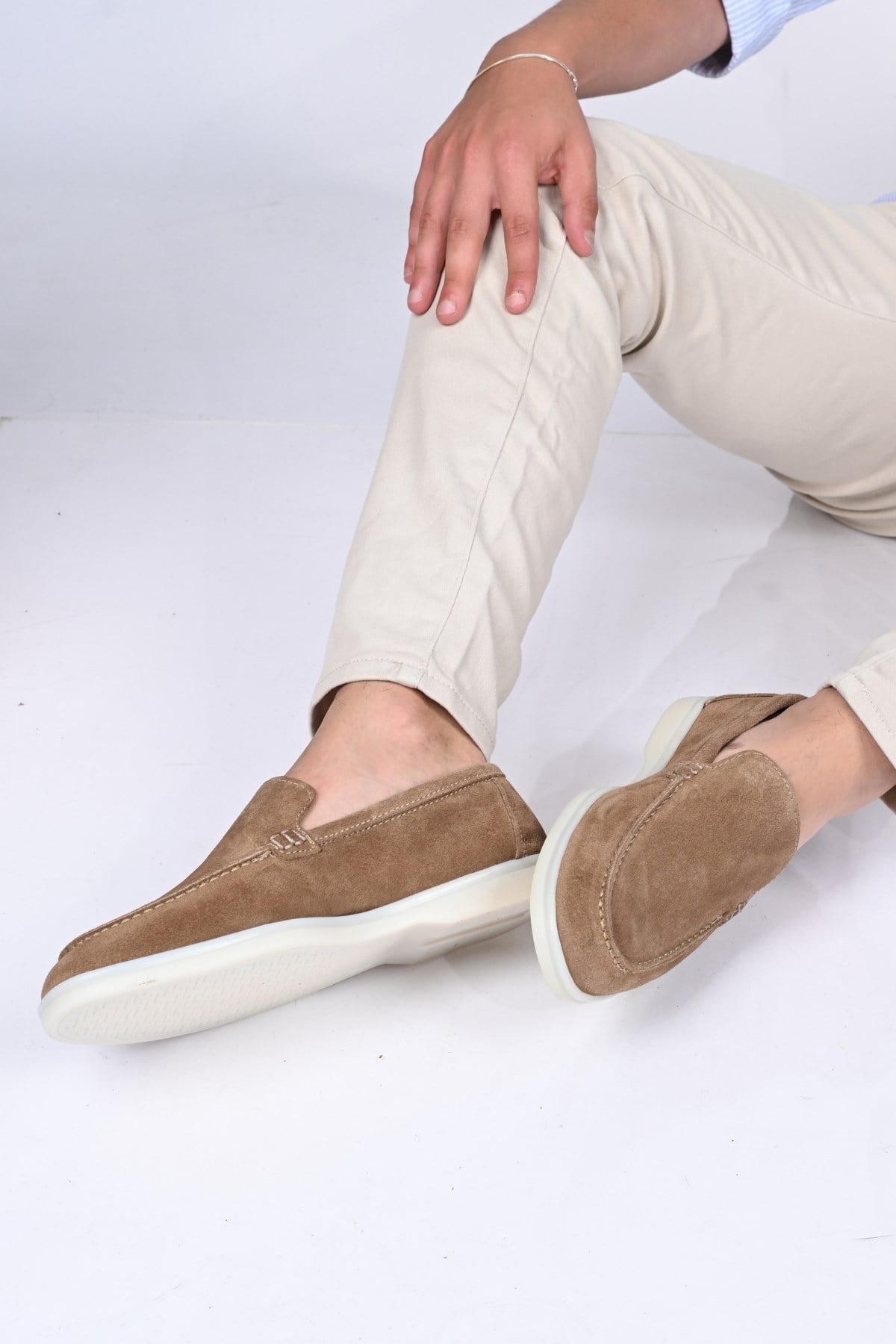 Bestello Bağcıksız Kauçuk Taban Hakiki Deri Loafer 028-2000 Erkek Ayakkabı028-2000_KUM SUET_39Loafers