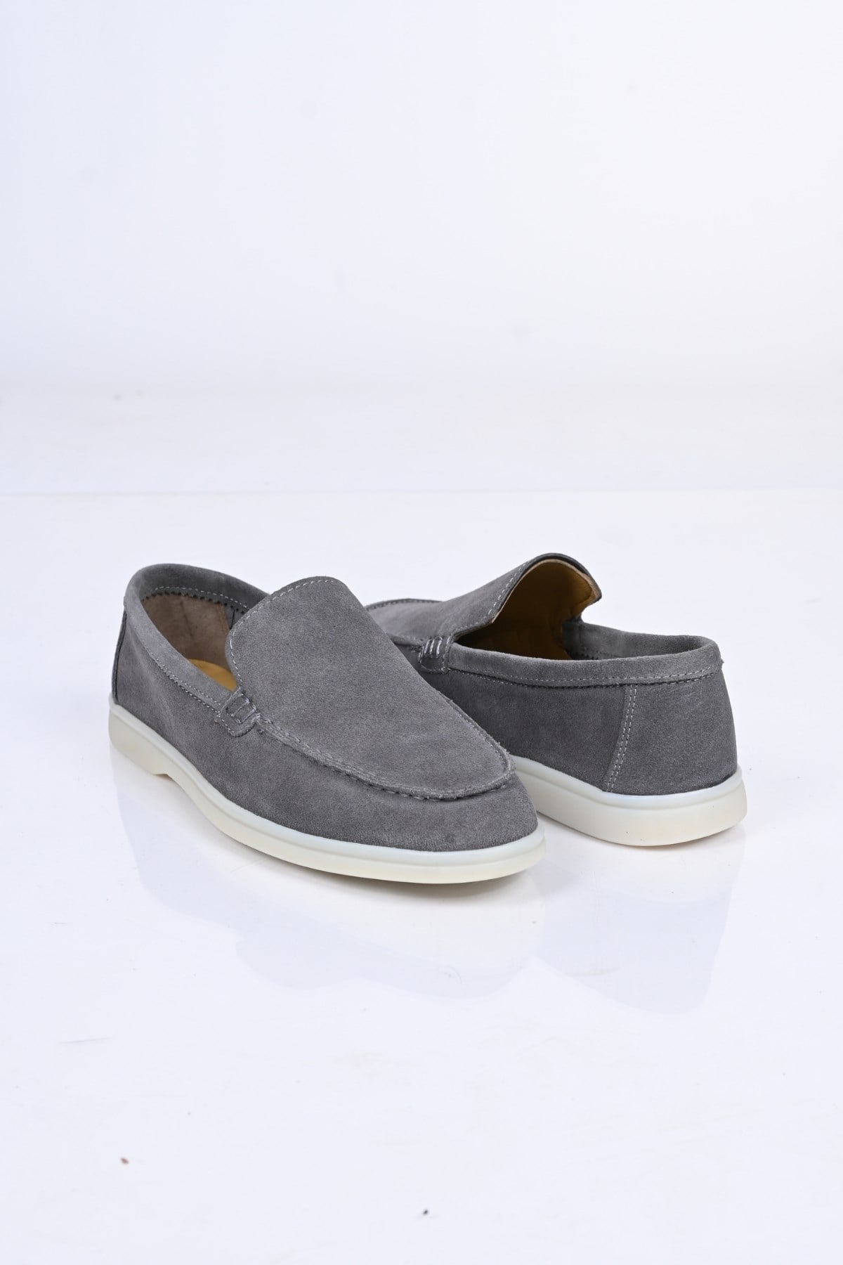 Bestello Bağcıksız Kauçuk Taban Hakiki Deri Loafer 028-2000 Erkek Ayakkabı028-2000_GRI SUET_39Loafers