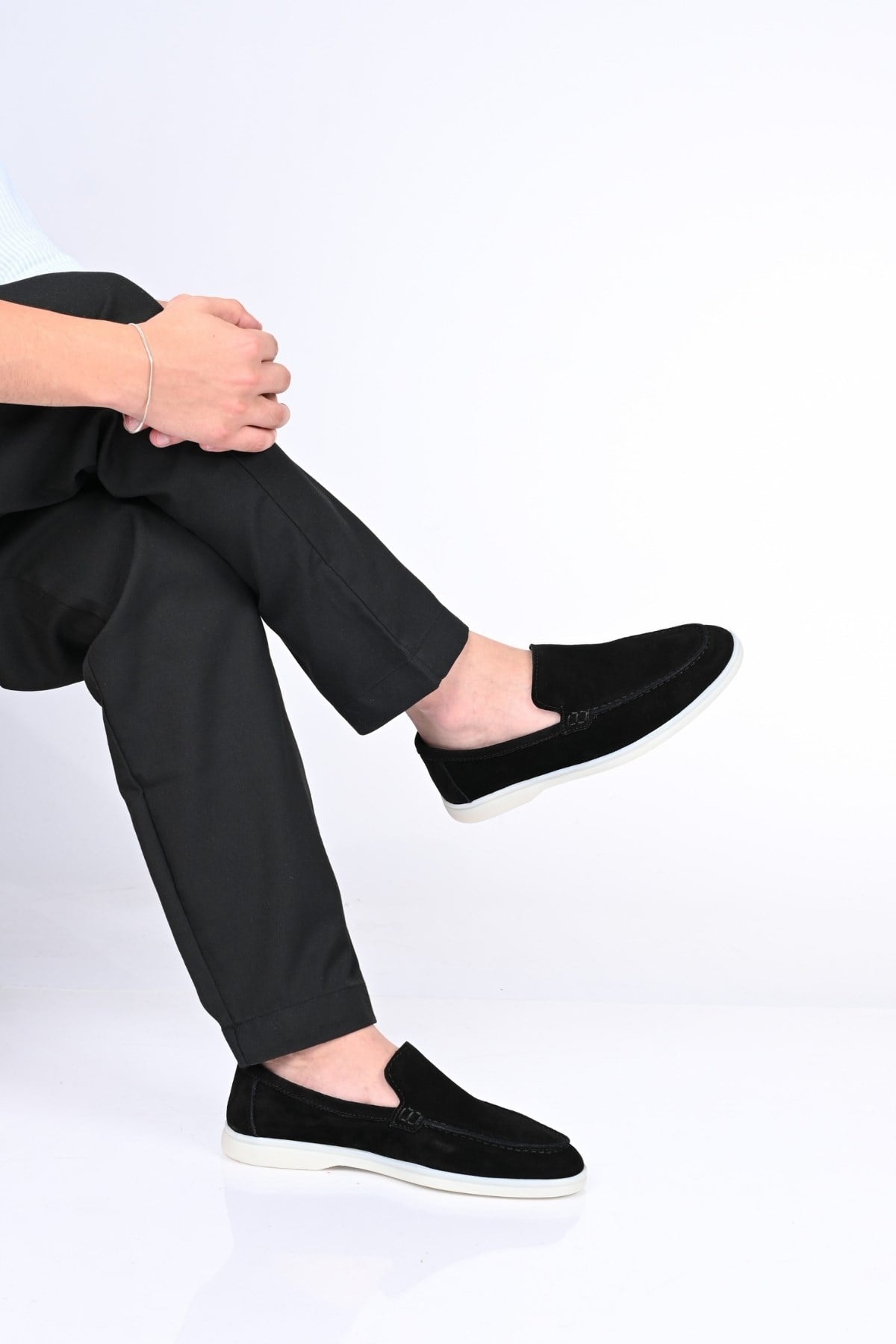 Bestello Bağcıksız Kauçuk Taban Hakiki Deri Loafer 028-2000 Erkek Ayakkabı028-2000_SIYAH SUET_39Loafers