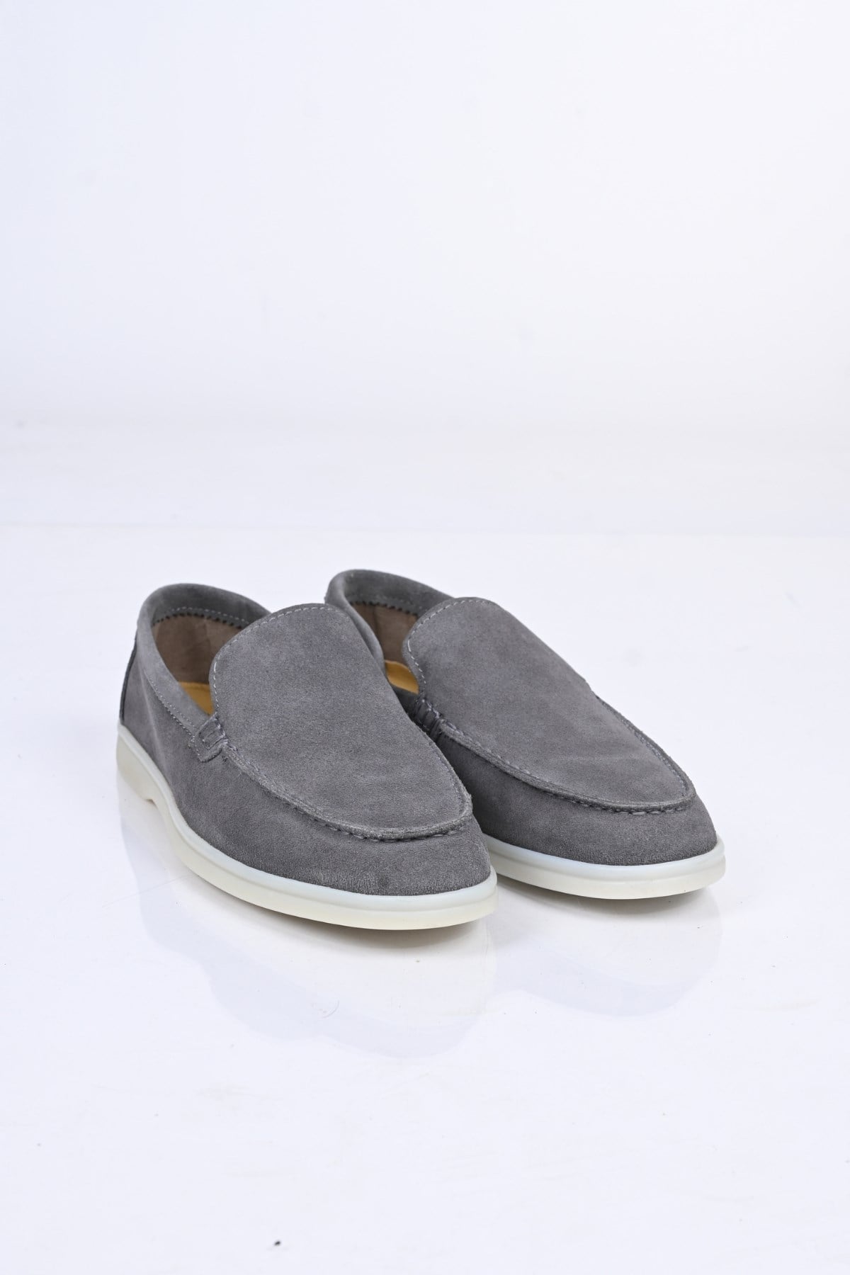Bestello Bağcıksız Kauçuk Taban Hakiki Deri Loafer 028-2000 Erkek Ayakkabı028-2000_GRI SUET_39Loafers