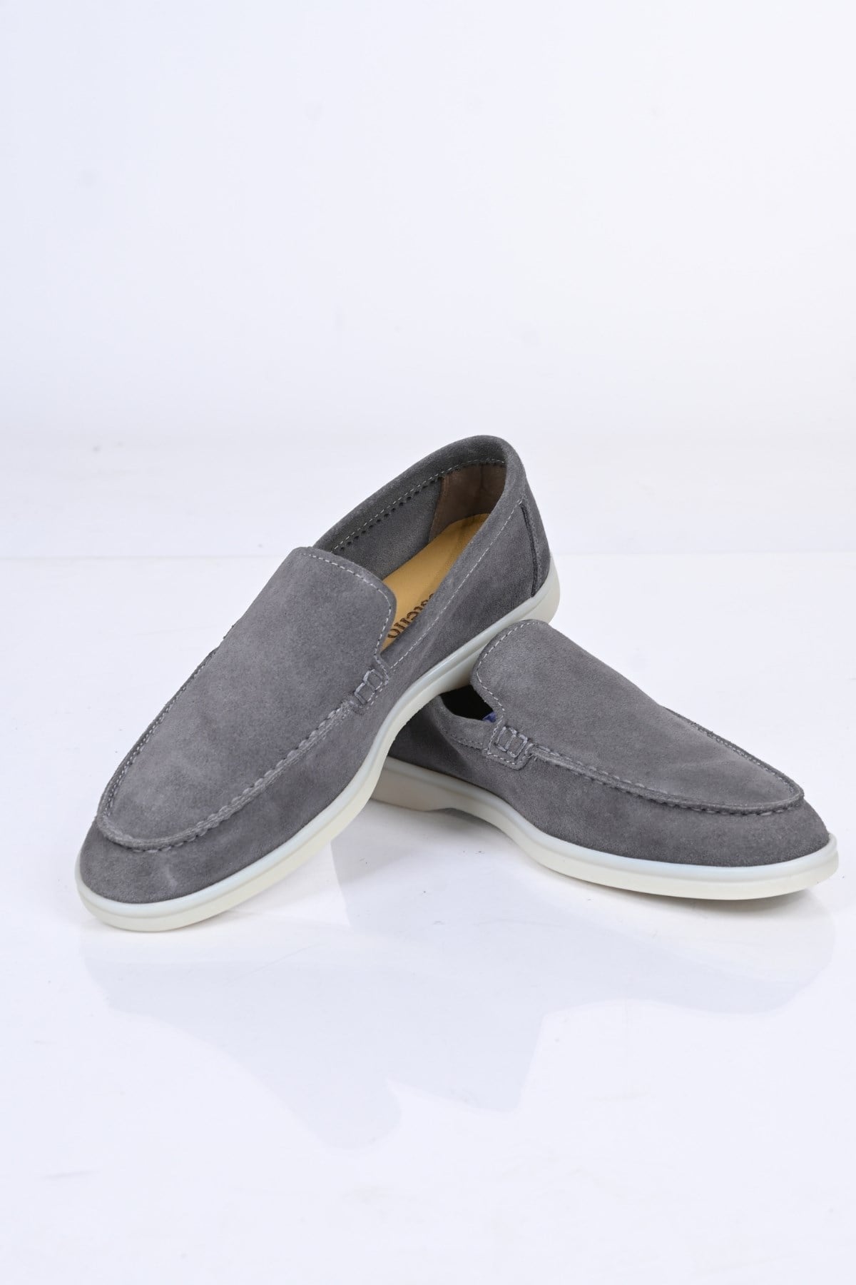Bestello Bağcıksız Kauçuk Taban Hakiki Deri Loafer 028-2000 Erkek Ayakkabı028-2000_GRI SUET_39Loafers