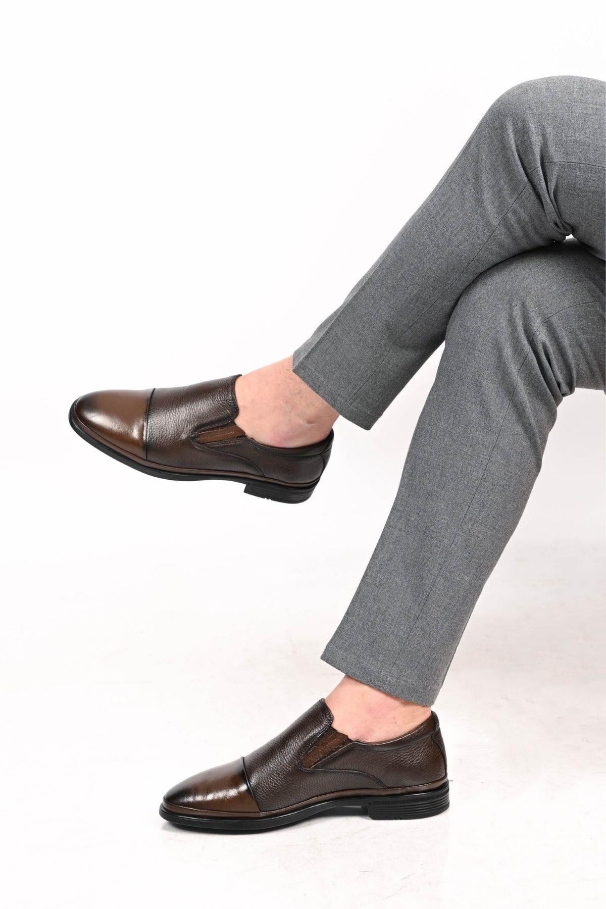 Bestello Bağcıksız Kauçuk Taban Hakiki Deri Comfort Ayakkabı 333-1948 Erkek Ayakkabı333-1948_KAHVE_39Casuals