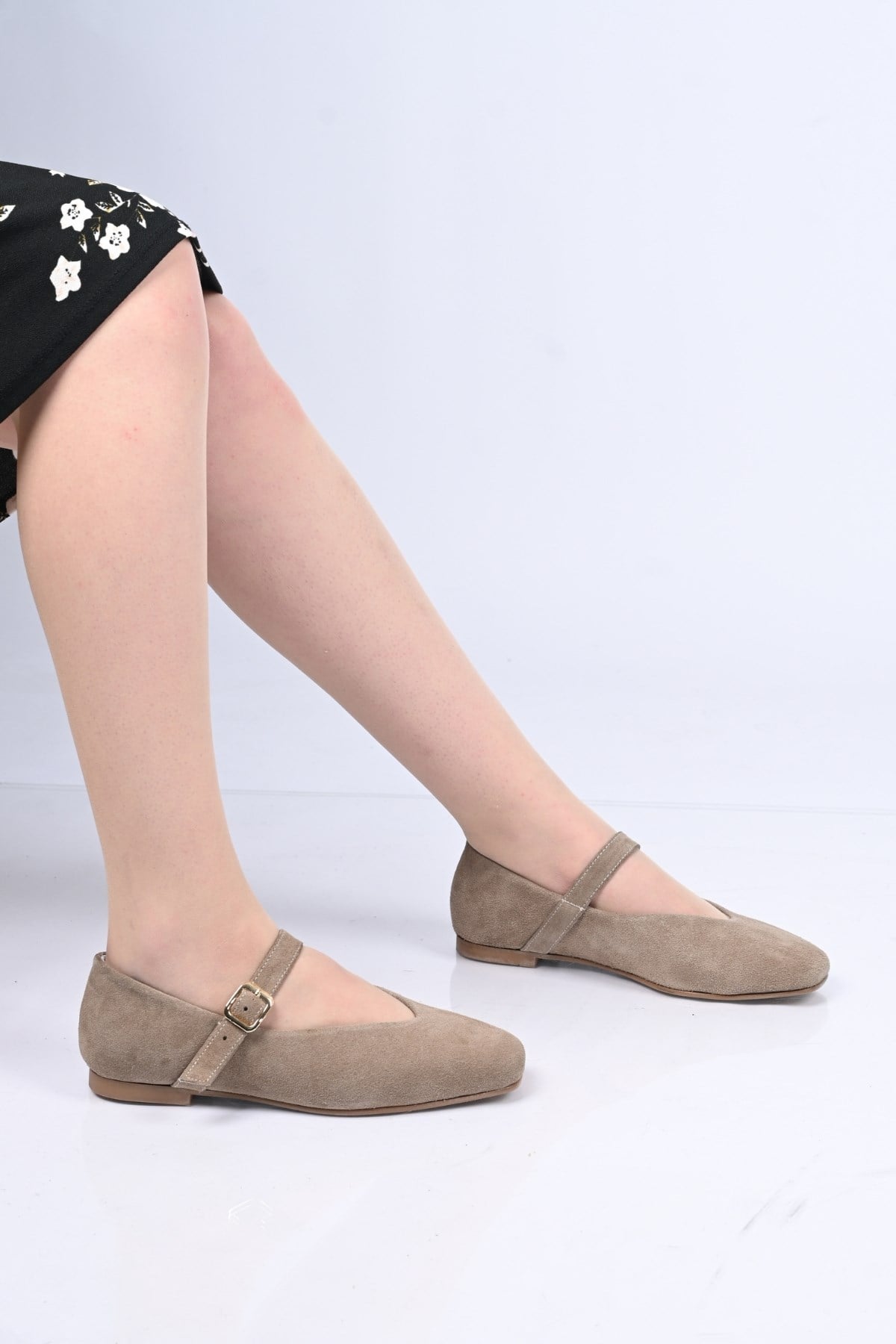 Bestello Bağcıksız Kemer Tokalı Neolit Taban Hakiki Deri Babet 342-079 Kadın Babet342-079_BEJ SUET_35Loafers & Moccasins 