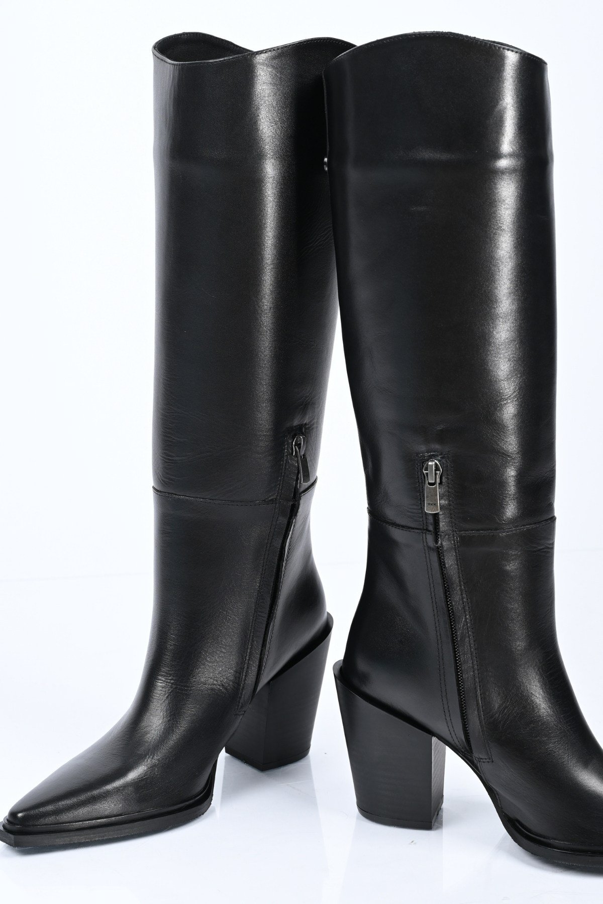 Bestello Bağcıksız Kısa Fermuarlı Hakiki Deri Yüksek Topuklu Çizme 346-1698 Kadın Çizme346-1698_SIYAH_35High Boots