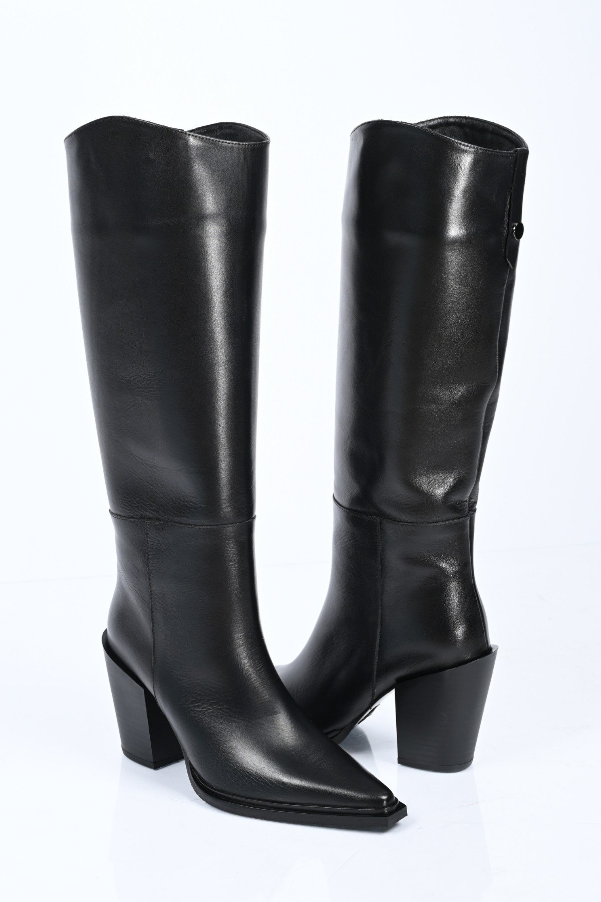Bestello Bağcıksız Kısa Fermuarlı Hakiki Deri Yüksek Topuklu Çizme 346-1698 Kadın Çizme346-1698_SIYAH_35High Boots