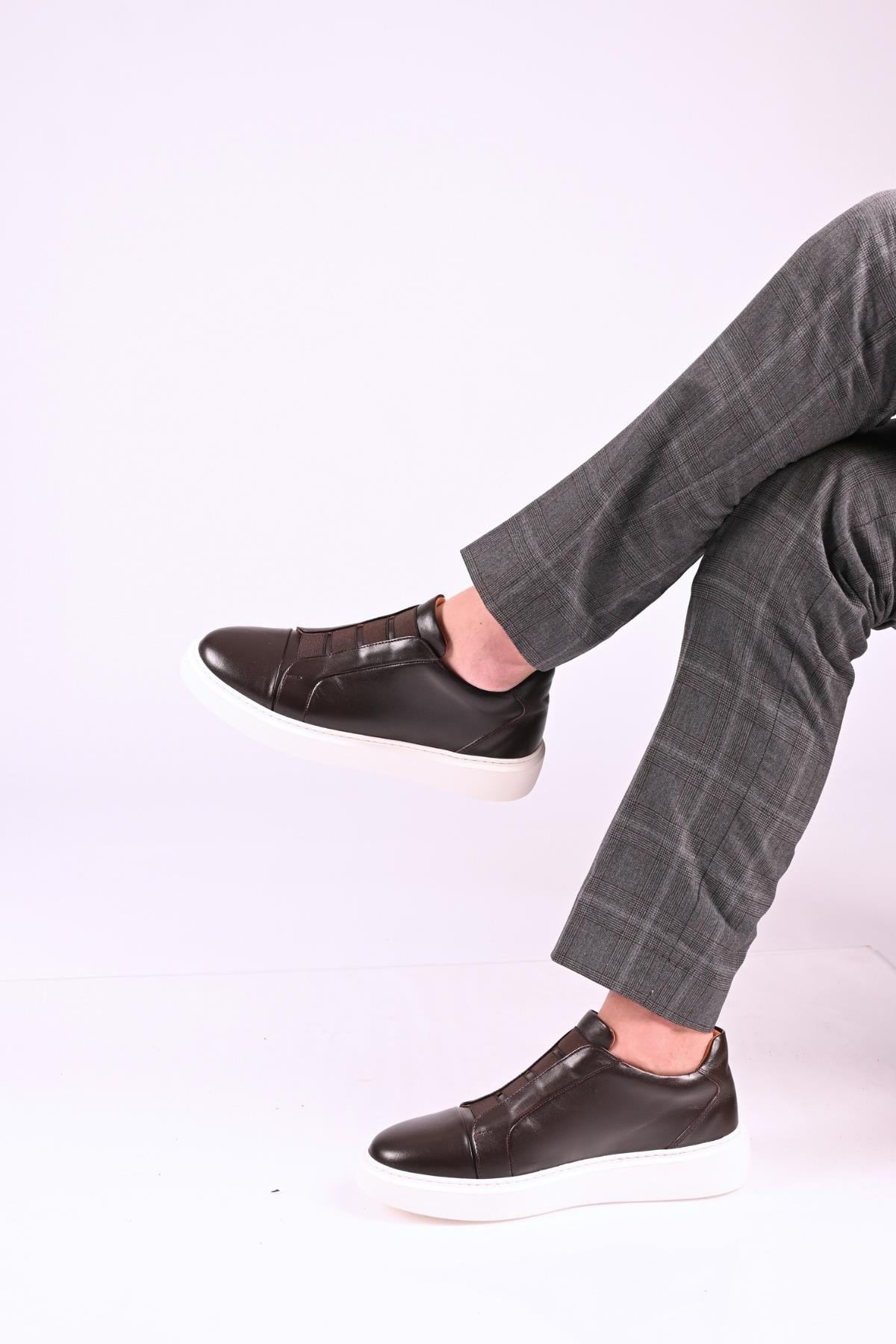 Bestello Bağcıksız Lastikli  Eva Taban Hakiki Deri Sneaker 174-24226 Erkek Ayakkabı174-24226_KAHVE_40Spor Ayakkabı & Sneaker