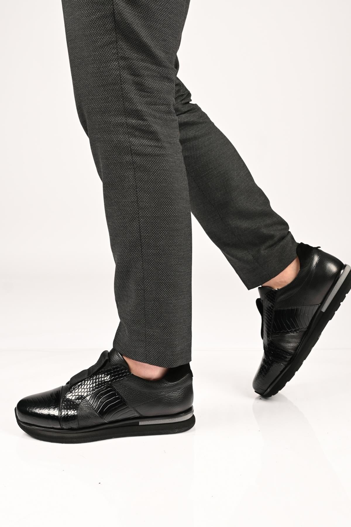 Bestello Bağcıksız Lastikli Eva Taban Hakiki Deri Sneaker 172-64300 Erkek Ayakkabı172-64300_SIYAH_39Sneakers