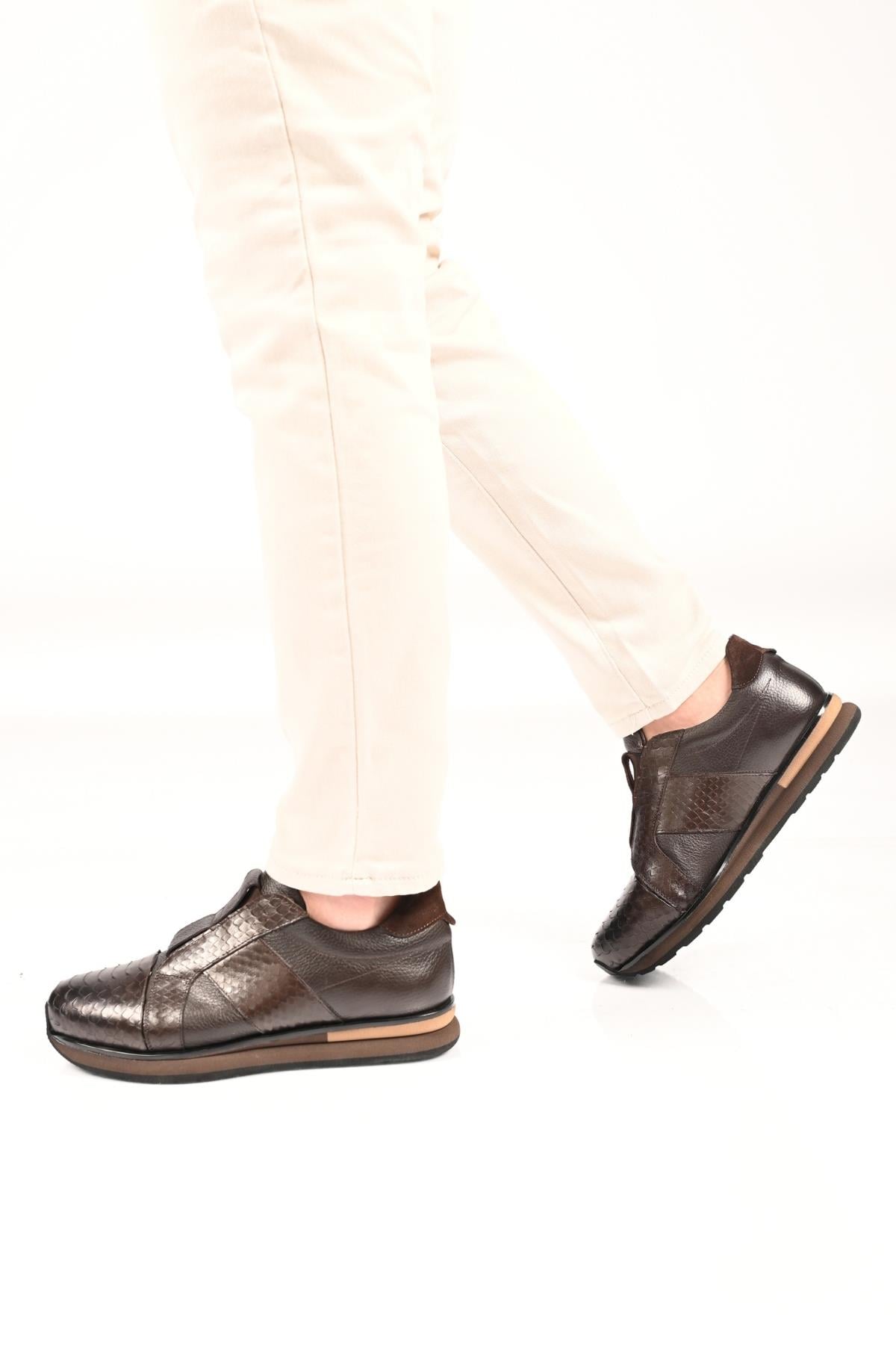 Bestello Bağcıksız Lastikli Eva Taban Hakiki Deri Sneaker 172-64300 Erkek Ayakkabı172-64300_KAHVE_39Sneakers