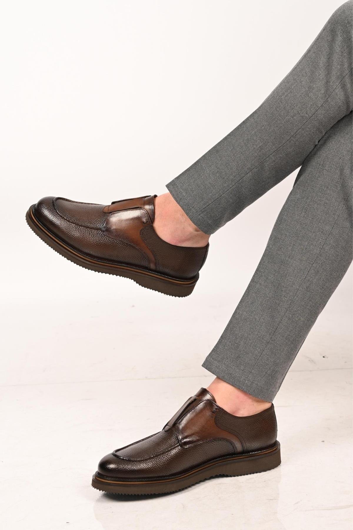 Bestello Bağcıksız Lastikli Eva Taban Hakiki Deri Loafer 172-65114 Erkek Ayakkabı172-65114_KAHVE_39Loafer