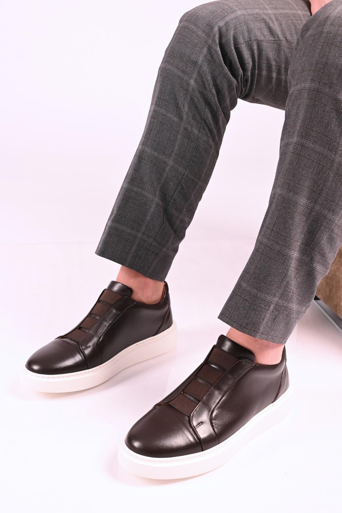 Bestello Bağcıksız Lastikli  Eva Taban Hakiki Deri Sneaker 174-24226 Erkek Ayakkabı174-24226_KAHVE_40Spor Ayakkabı & Sneaker