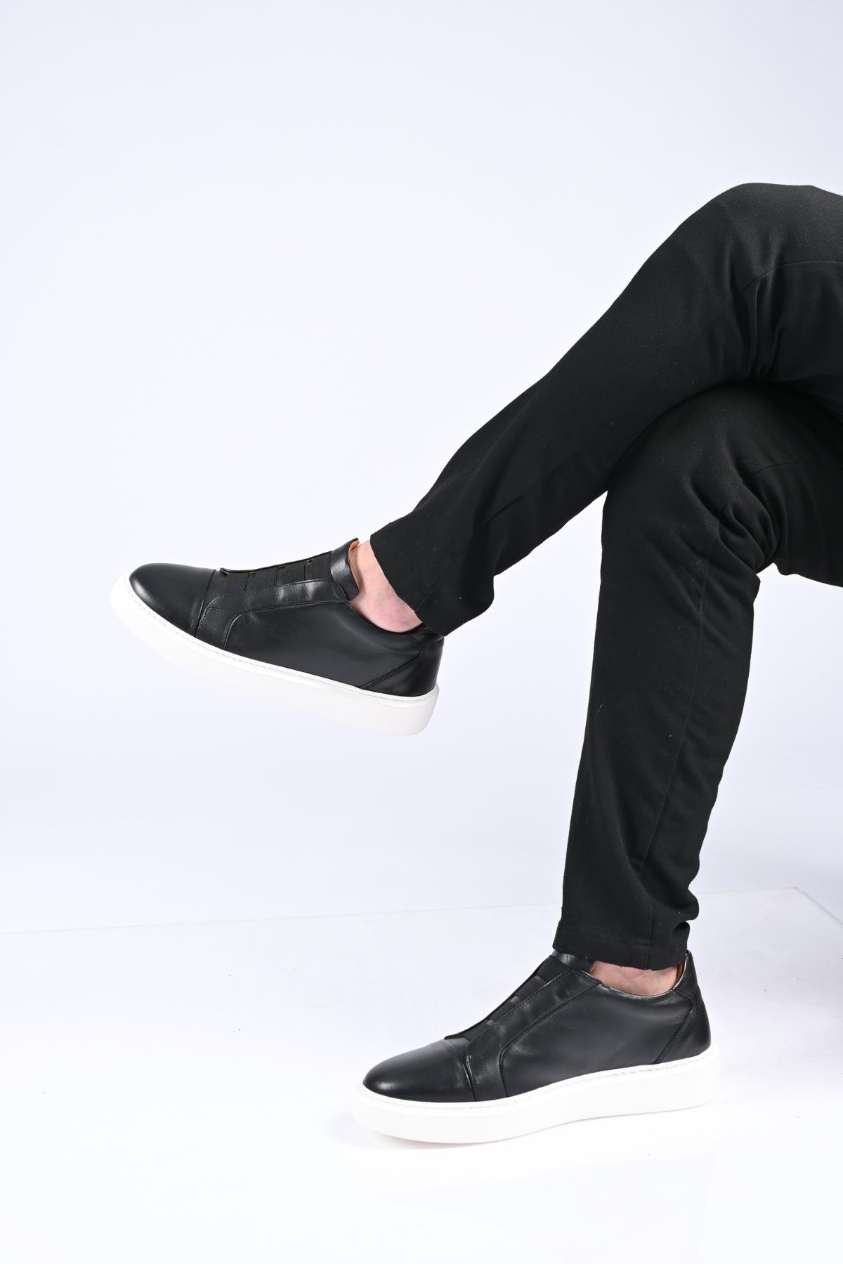 Bestello Bağcıksız Lastikli  Eva Taban Hakiki Deri Sneaker 174-24226 Erkek Ayakkabı174-24226_SIYAH_40Spor Ayakkabı & Sneaker