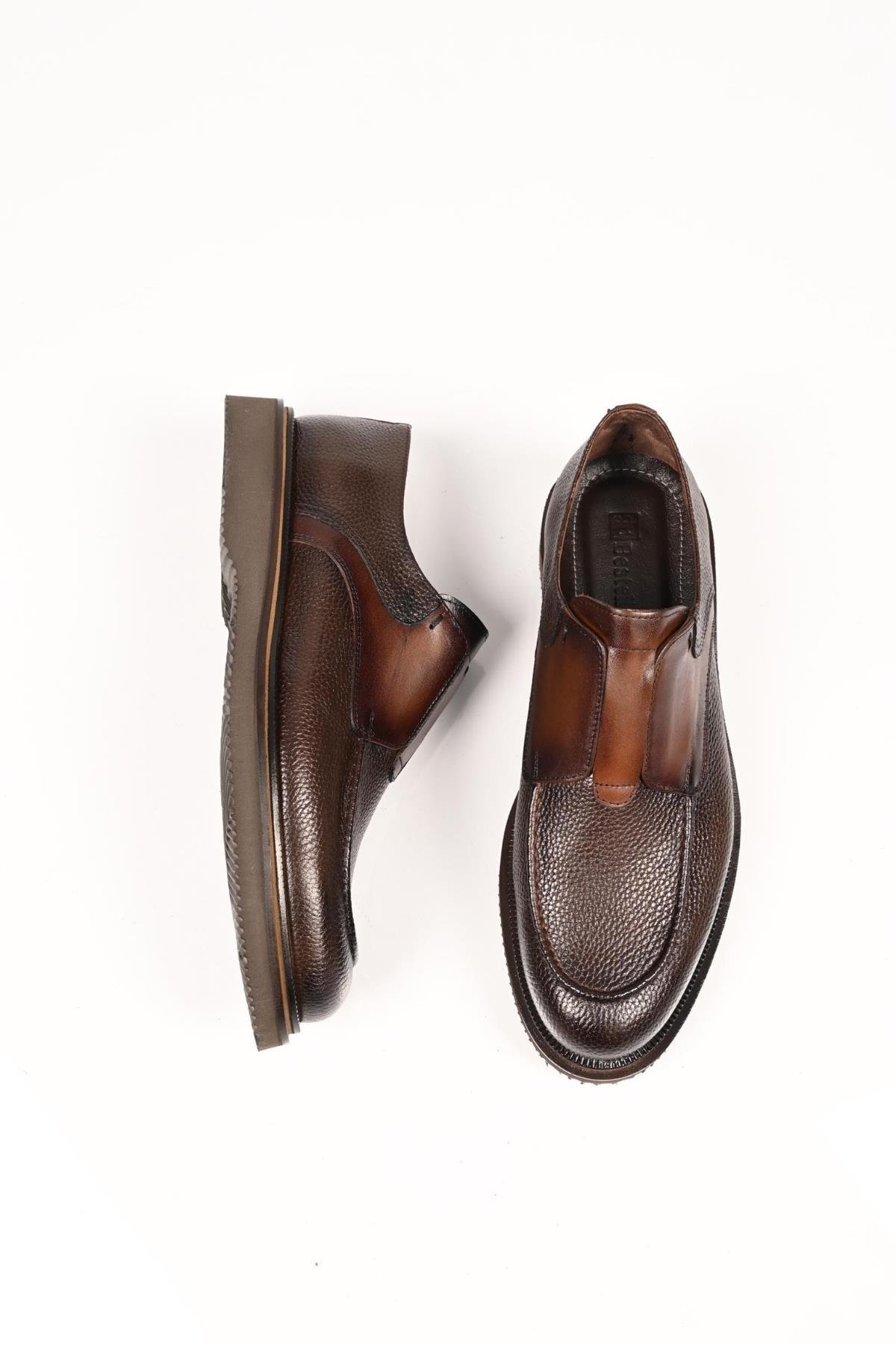 Bestello Bağcıksız Lastikli Eva Taban Hakiki Deri Loafer 172-65114 Erkek Ayakkabı172-65114_KAHVE_39Loafer
