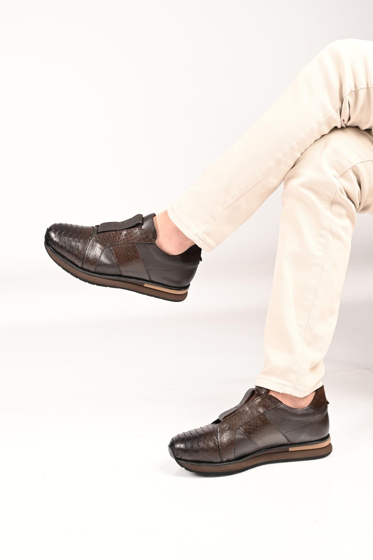 Bestello Bağcıksız Lastikli Eva Taban Hakiki Deri Sneaker 172-64300 Erkek Ayakkabı172-64300_KAHVE_39Sneakers