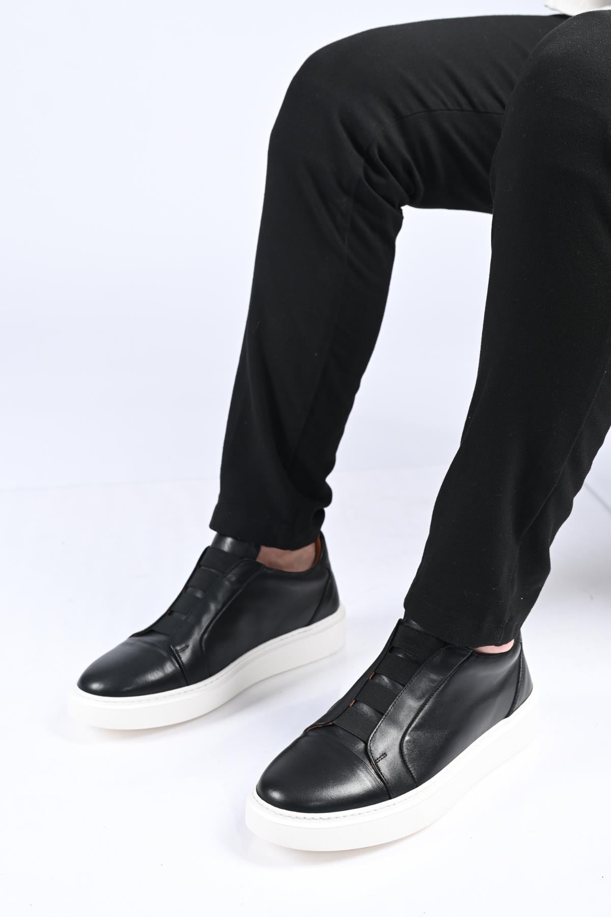 Bestello Bağcıksız Lastikli  Eva Taban Hakiki Deri Sneaker 174-24226 Erkek Ayakkabı174-24226_SIYAH_40Spor Ayakkabı & Sneaker