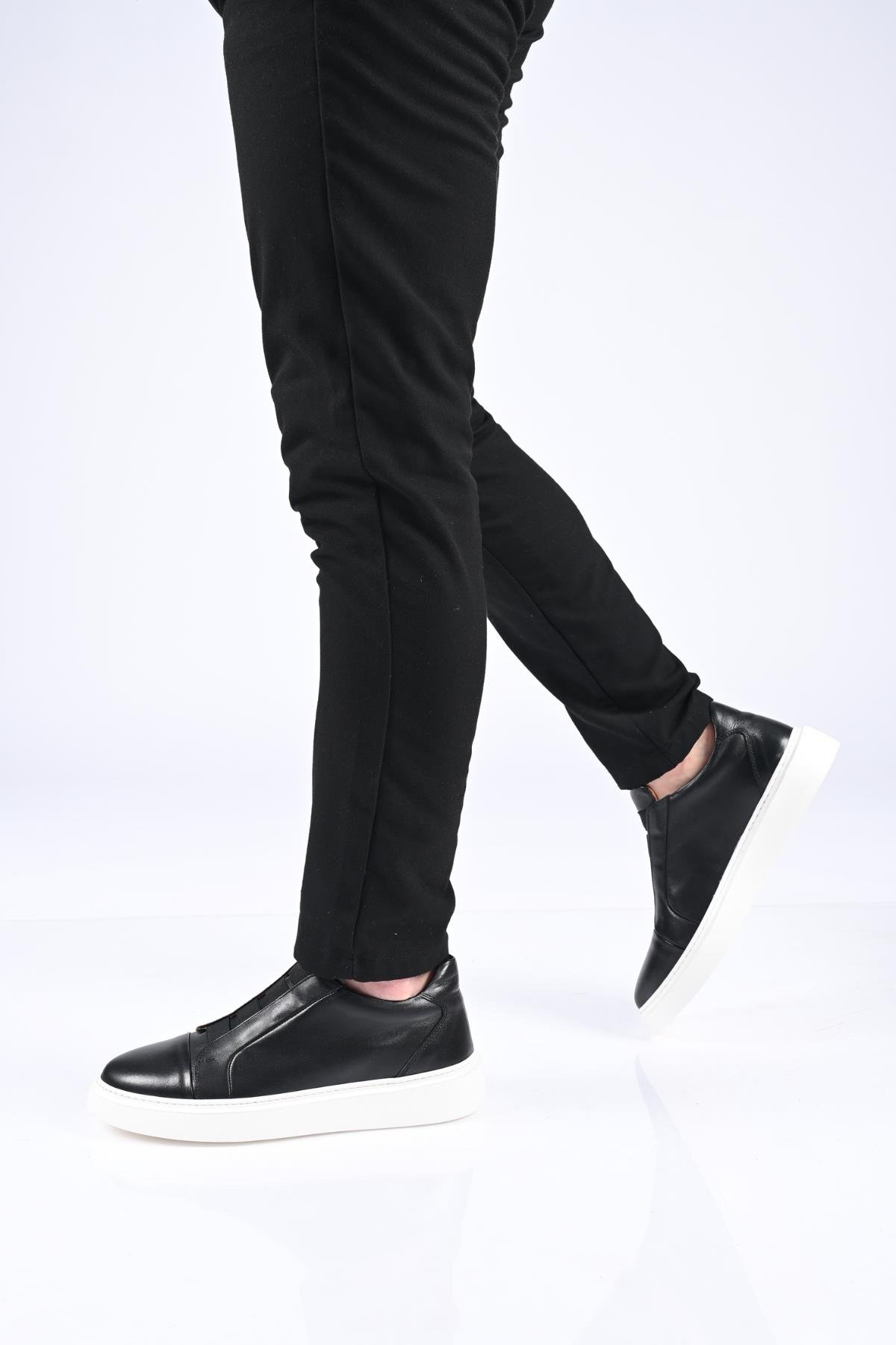 Bestello Bağcıksız Lastikli  Eva Taban Hakiki Deri Sneaker 174-24226 Erkek Ayakkabı174-24226_SIYAH_40Spor Ayakkabı & Sneaker