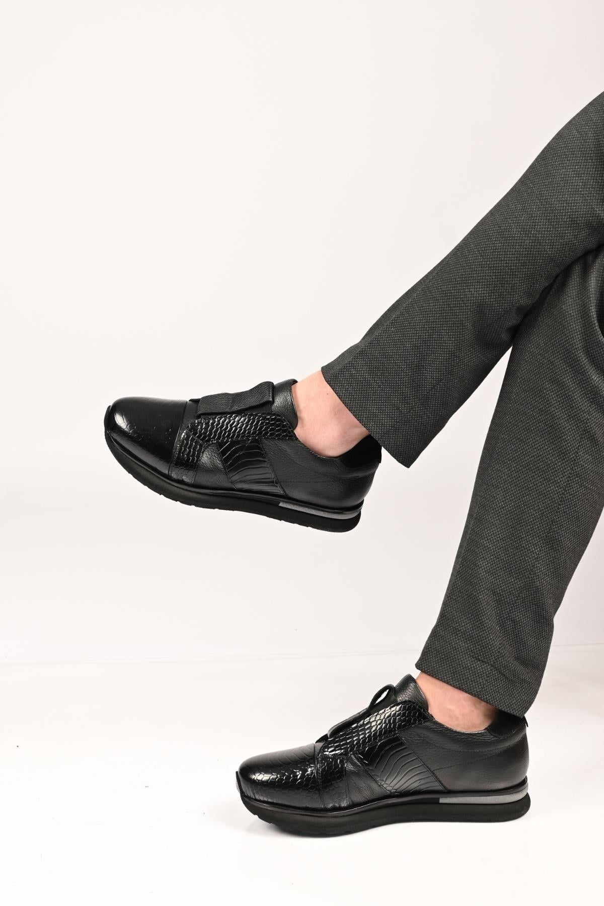 Bestello Bağcıksız Lastikli Eva Taban Hakiki Deri Sneaker 172-64300 Erkek Ayakkabı172-64300_SIYAH_39Sneakers