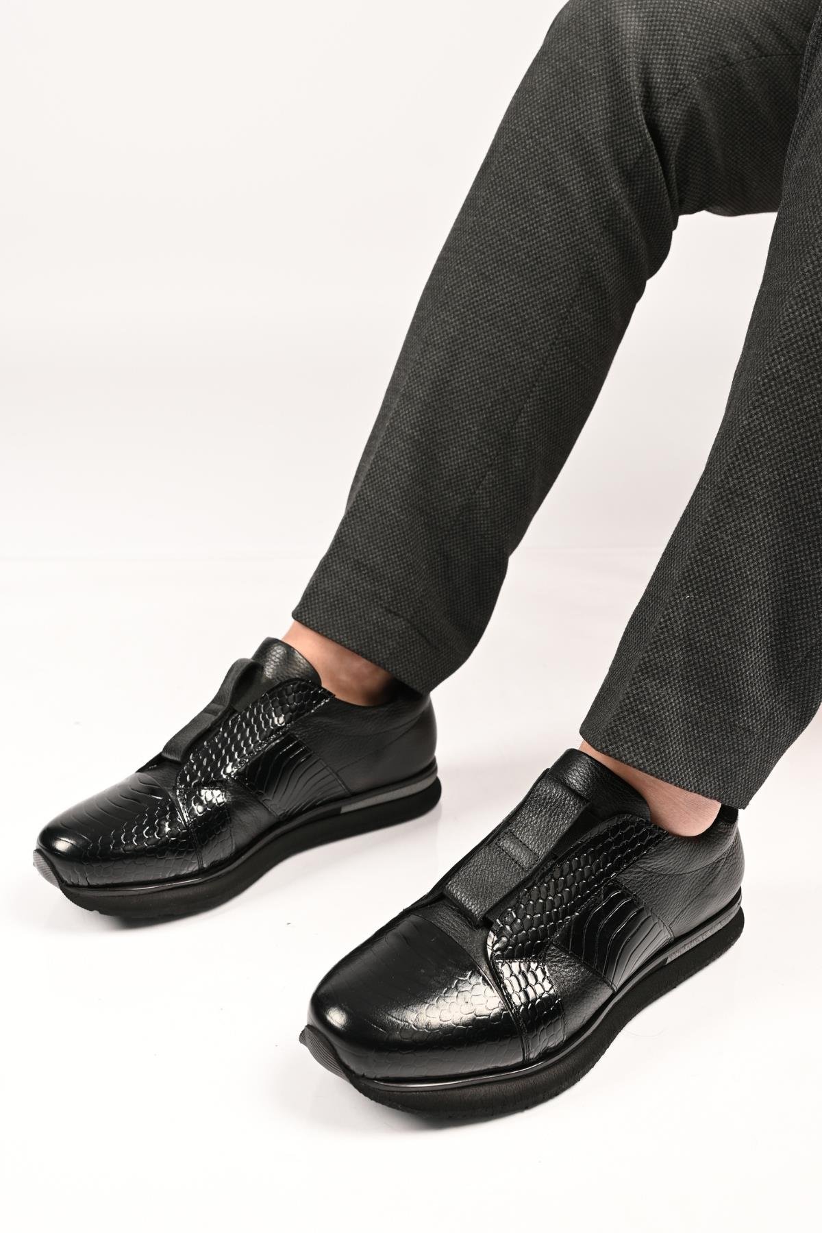 Bestello Bağcıksız Lastikli Eva Taban Hakiki Deri Sneaker 172-64300 Erkek Ayakkabı172-64300_SIYAH_39Sneakers