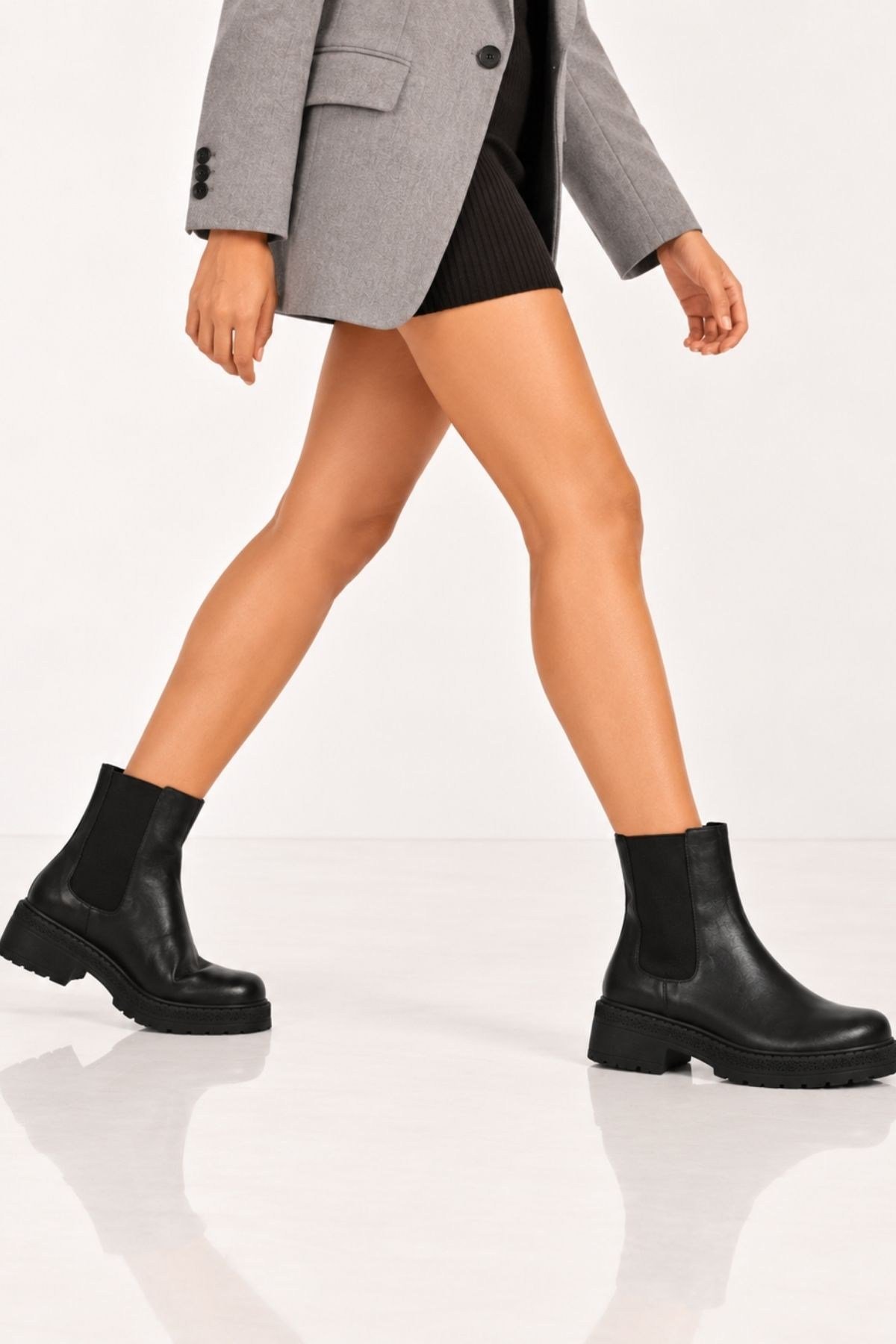 Bestello Bağcıksız Lastikli Hakiki Deri Casual Bot 335-700 Kadın Bot335-700_SIYAH_36Casual Boots
