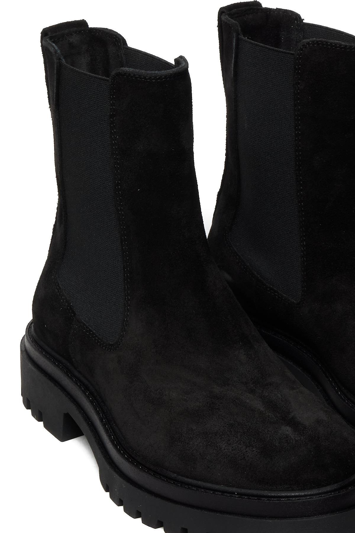 Bestello Bağcıksız Lastikli Termo Taban Düz Bot 332-1069 Kadın Bot332-1069_SIYAH SUET_36Casual Boots