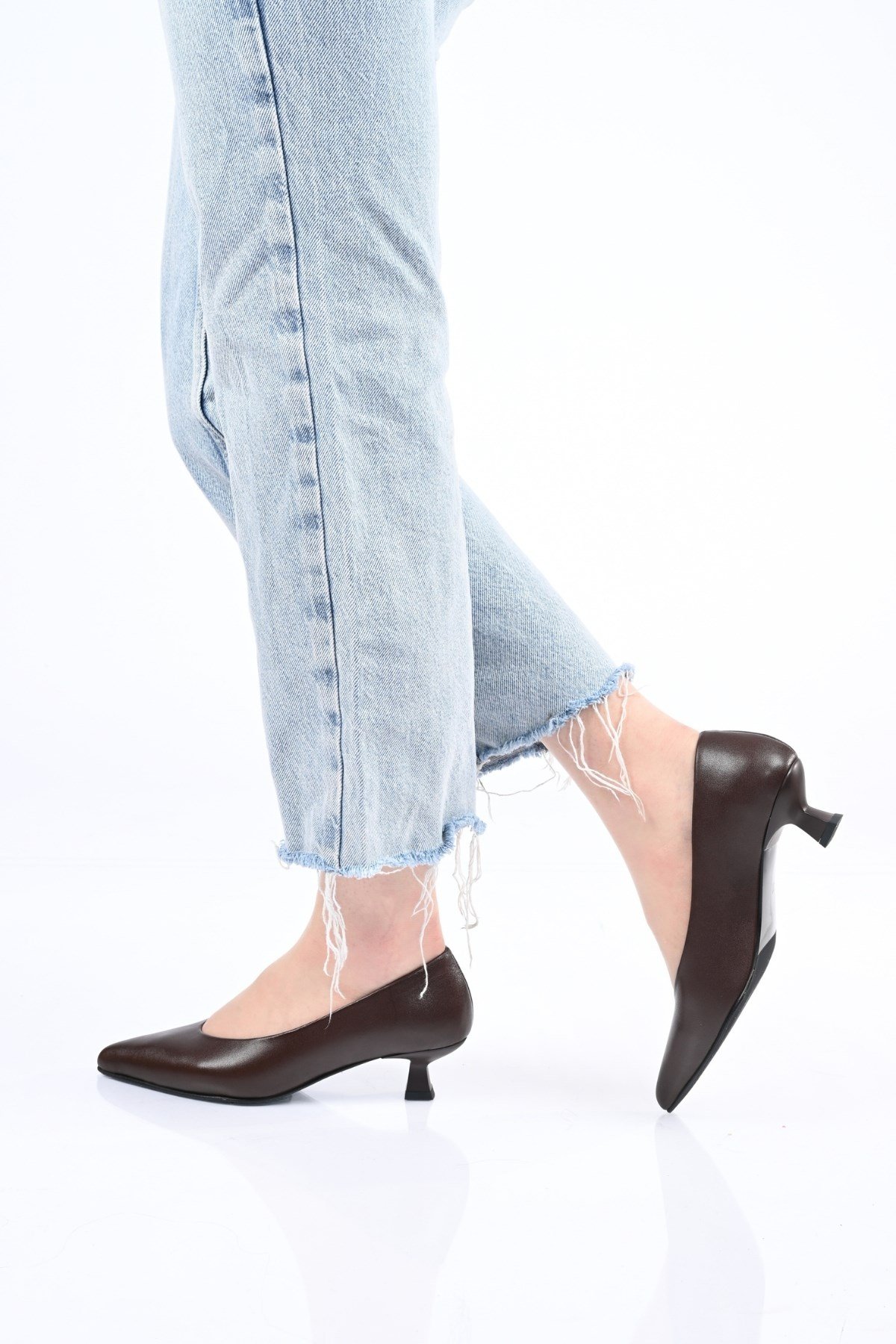 Bestello Bağcıksız Neolit Taban Hakiki Deri İnce Topuklu Ayakkabı 342-040 Kadın Ayakkabı342-040_KAHVE_35Thin Heels