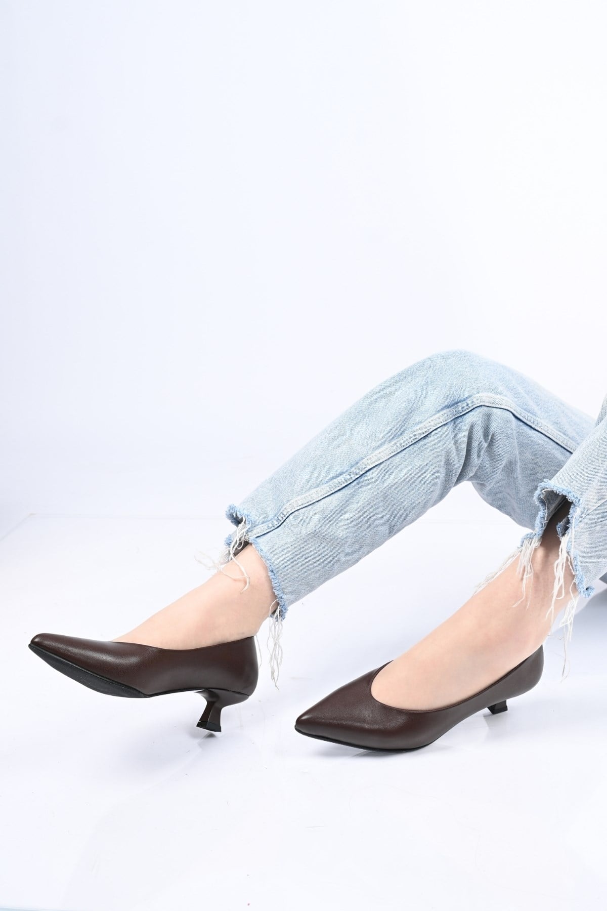 Bestello Bağcıksız Neolit Taban Hakiki Deri İnce Topuklu Ayakkabı 342-040 Kadın Ayakkabı342-040_KAHVE_35Thin Heels