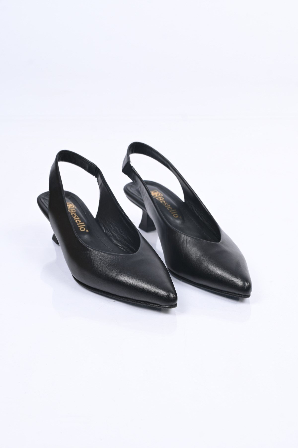 Bestello Bağcıksız Neolit Taban Hakiki Deri Arkası Açık İnce Topuklu Ayakkabı 342-041 Kadın Ayakkabı342-041_SIYAH_35Thin Heels