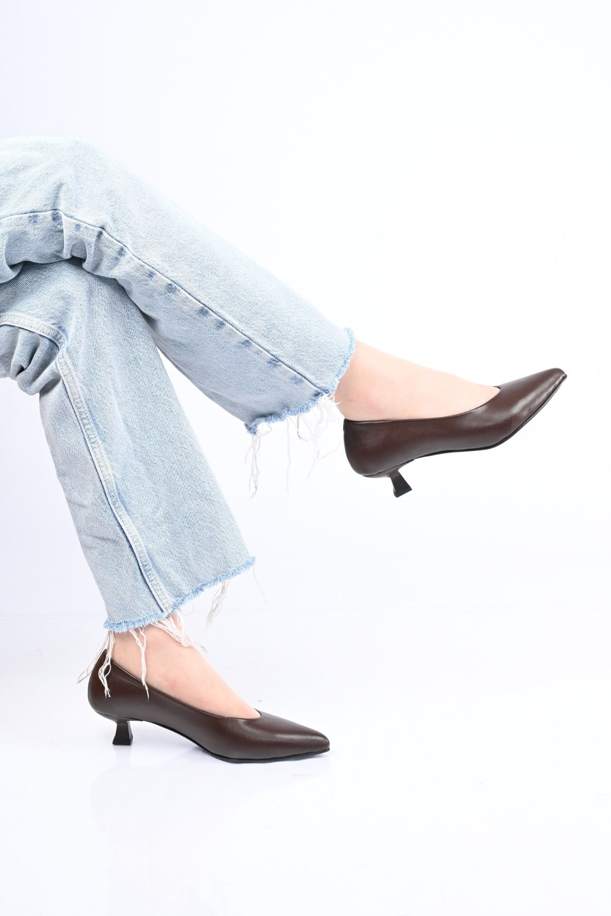 Bestello Bağcıksız Neolit Taban Hakiki Deri İnce Topuklu Ayakkabı 342-040 Kadın Ayakkabı342-040_KAHVE_35Thin Heels