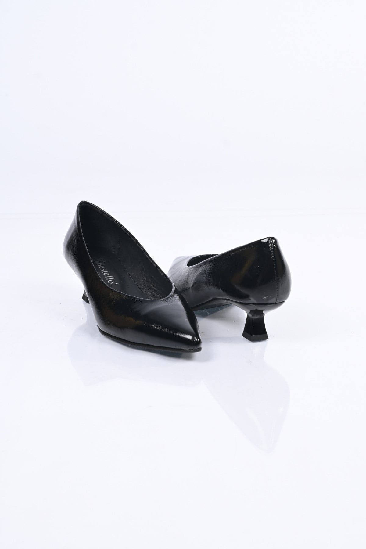 Bestello Bağcıksız Neolit Taban Hakiki Deri İnce Topuklu Ayakkabı 342-040 Kadın Ayakkabı342-040_SIYAH RUGA_35Thin Heels