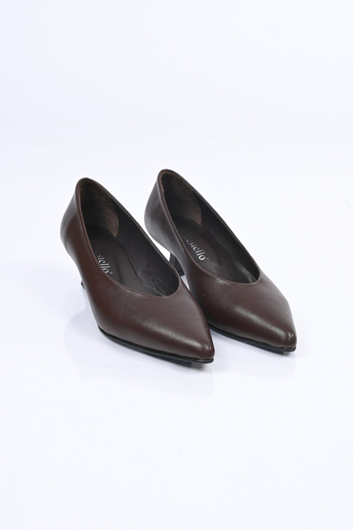 Bestello Bağcıksız Neolit Taban Hakiki Deri İnce Topuklu Ayakkabı 342-040 Kadın Ayakkabı342-040_KAHVE_35Thin Heels