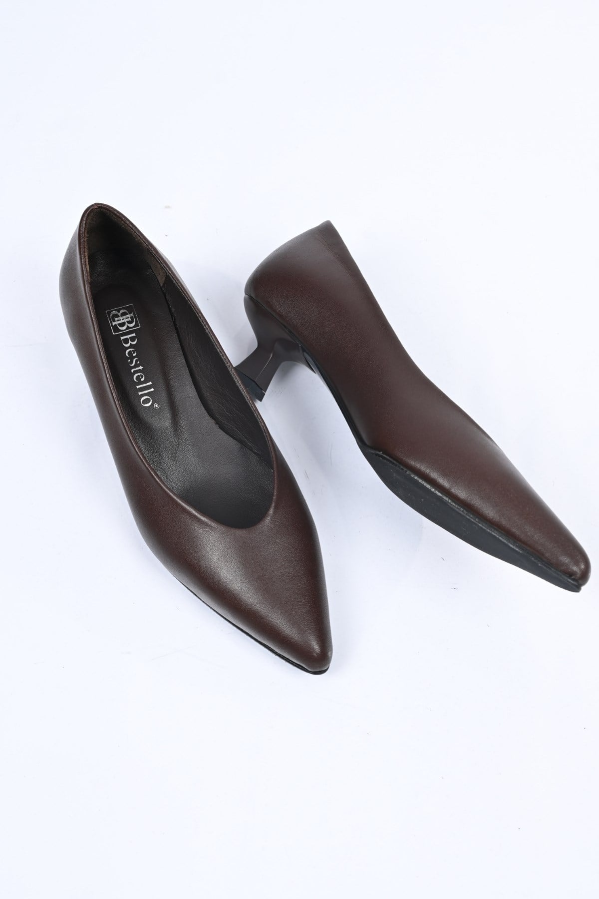 Bestello Bağcıksız Neolit Taban Hakiki Deri İnce Topuklu Ayakkabı 342-040 Kadın Ayakkabı342-040_KAHVE_35Thin Heels