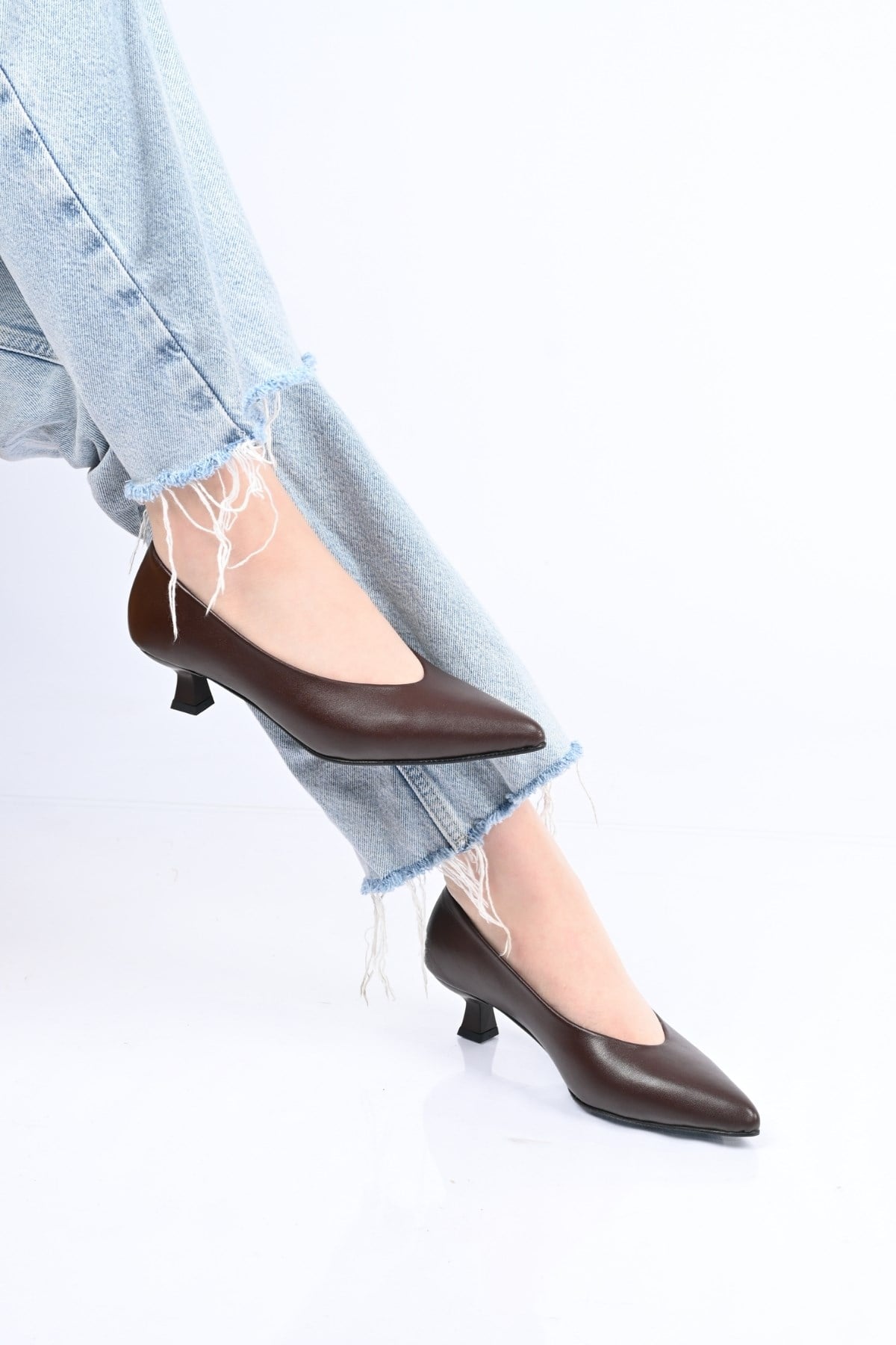 Bestello Bağcıksız Neolit Taban Hakiki Deri İnce Topuklu Ayakkabı 342-040 Kadın Ayakkabı342-040_KAHVE_35Thin Heels