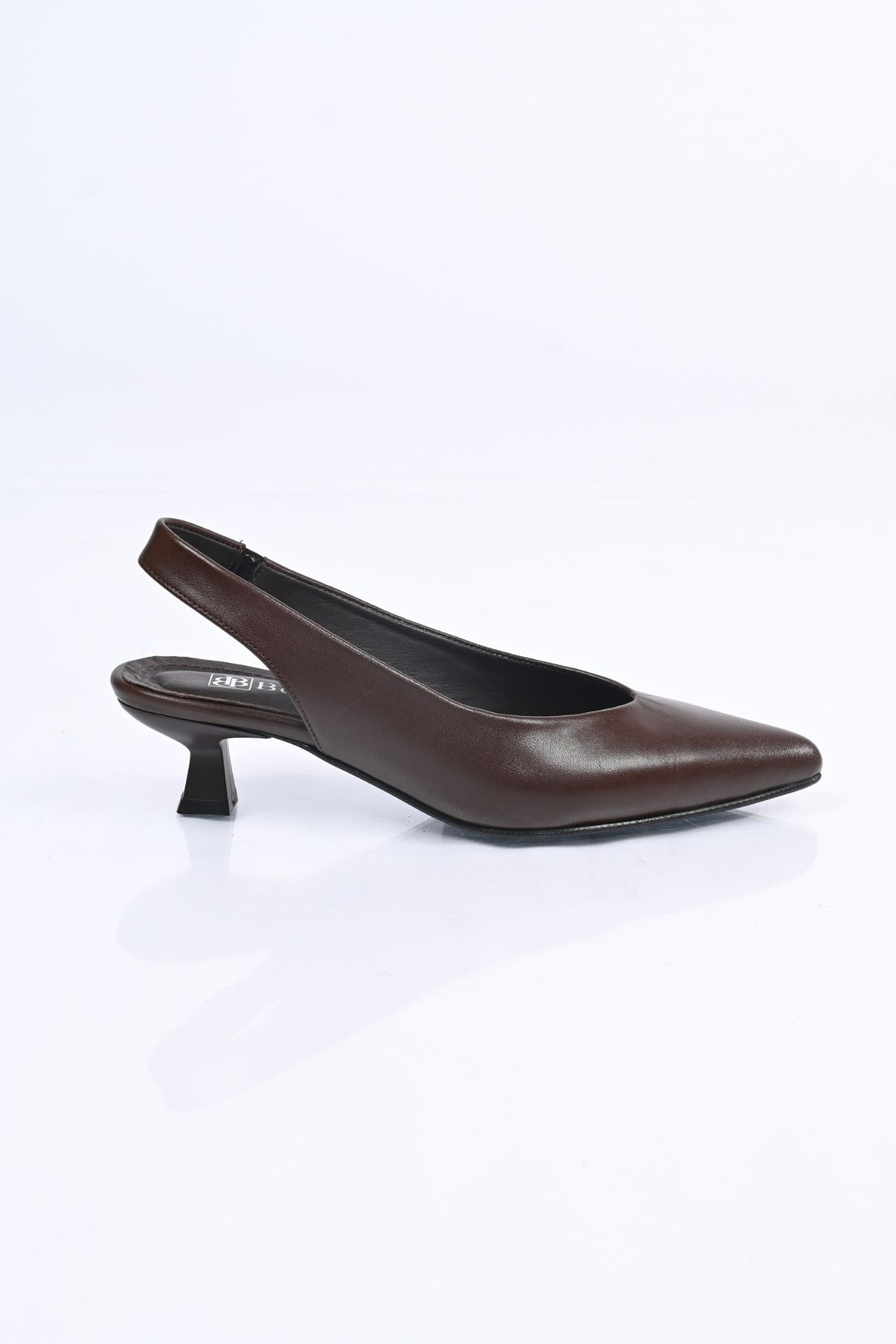 Bestello Bağcıksız Neolit Taban Hakiki Deri Arkası Açık İnce Topuklu Ayakkabı 342-041 Kadın Ayakkabı342-041_KAHVE_35Thin Heels