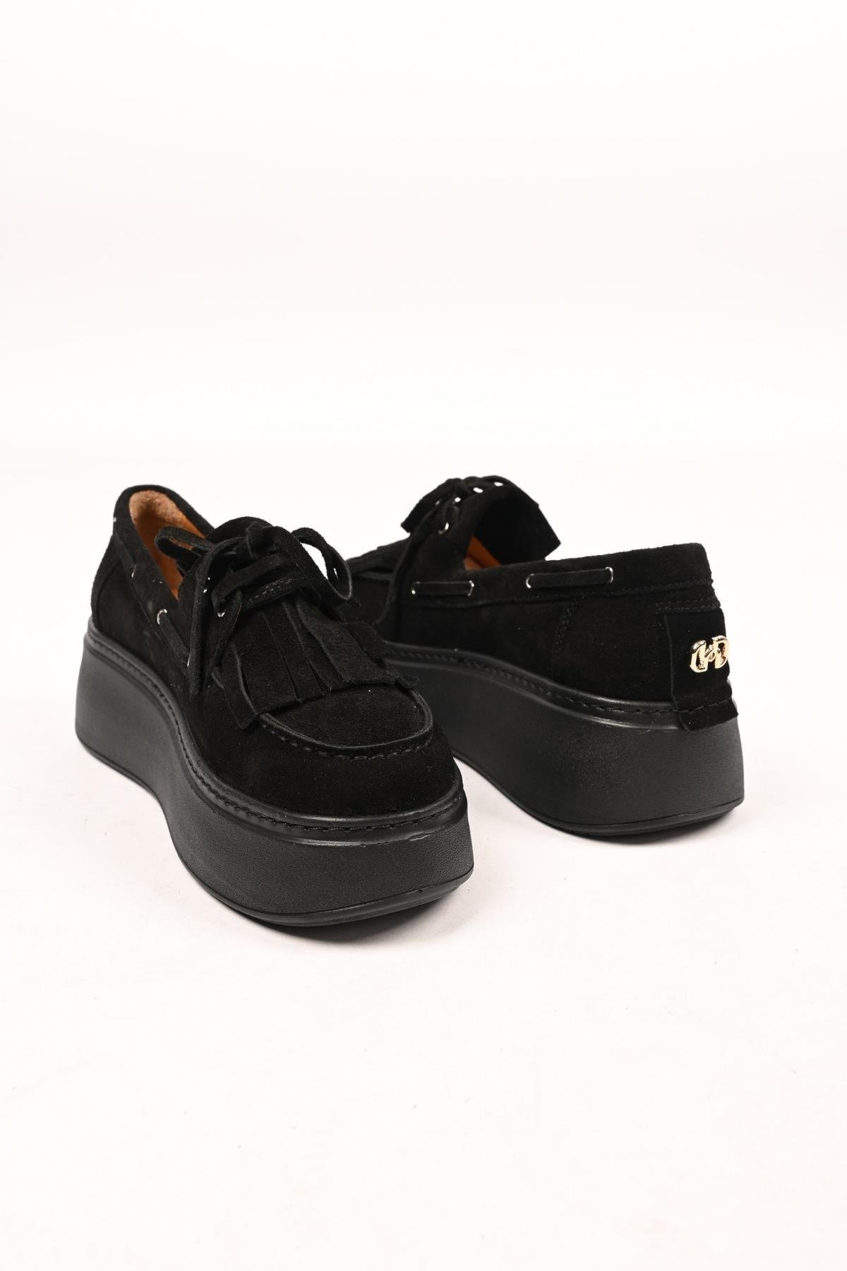 Bestello Bağcıksız Püsküllü Poli Taban Hakiki Deri Casual 334-7877-35 Kadın Ayakkabı334-7877-35_SIYAH SUET_36Casuals