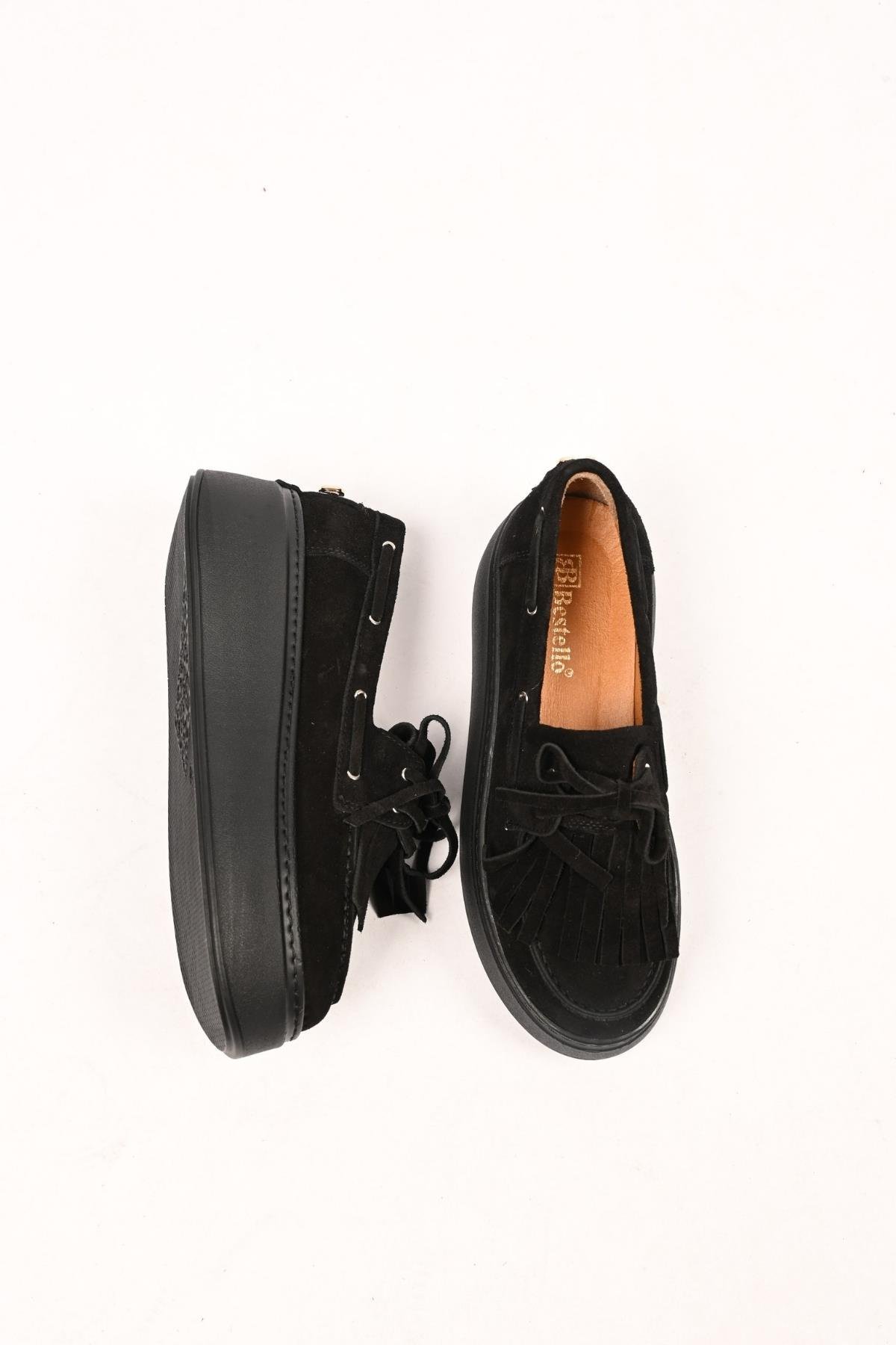 Bestello Bağcıksız Püsküllü Poli Taban Hakiki Deri Casual 334-7877-35 Kadın Ayakkabı334-7877-35_SIYAH SUET_36Casuals