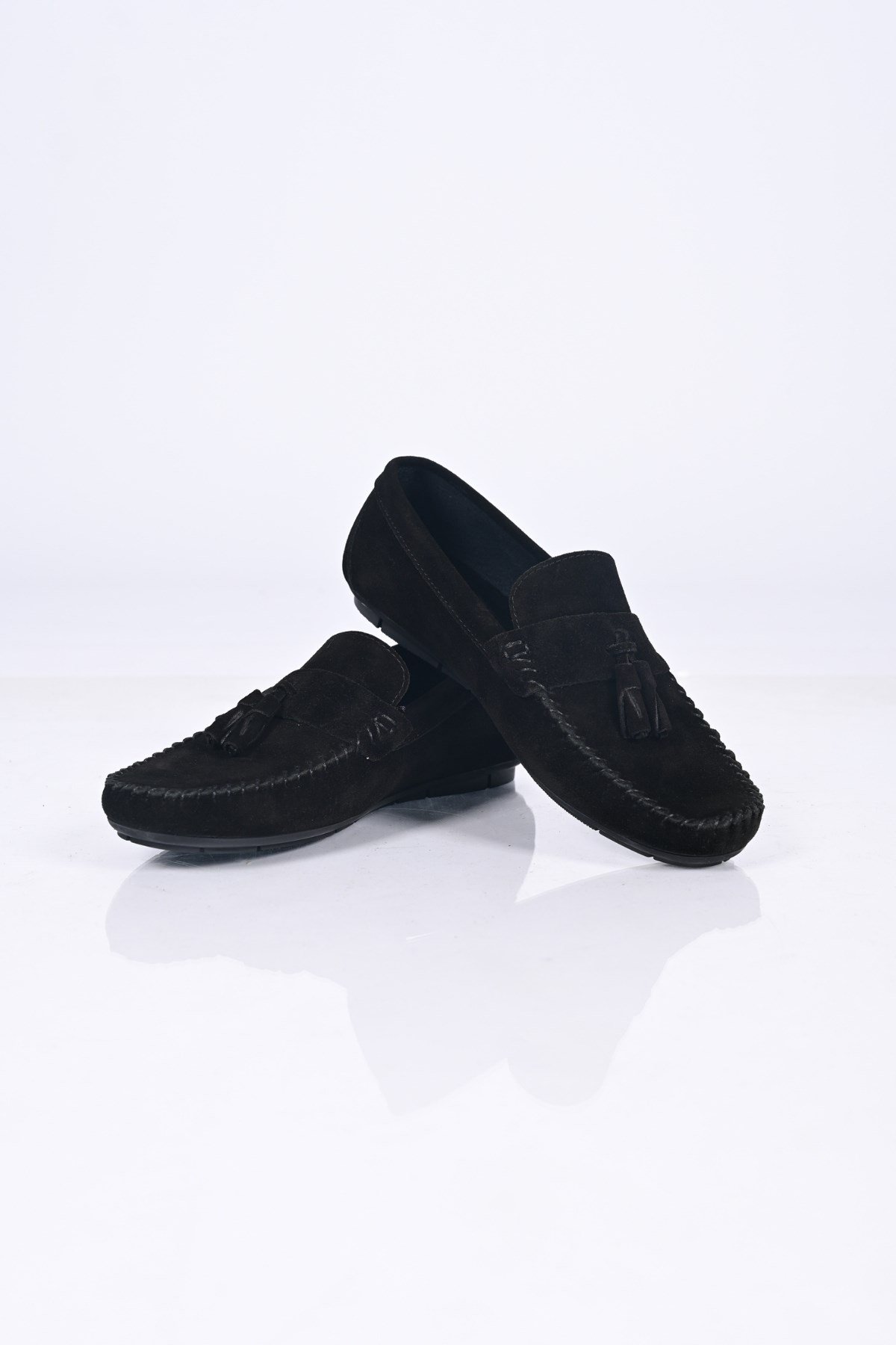 Bestello Bağcıksız Püsküllü Poliüretan Taban Hakiki Deri Loafer 028-2022-26Y Erkek Ayakkabı028-2022-26Y_SIYAH SUET_39Loafer