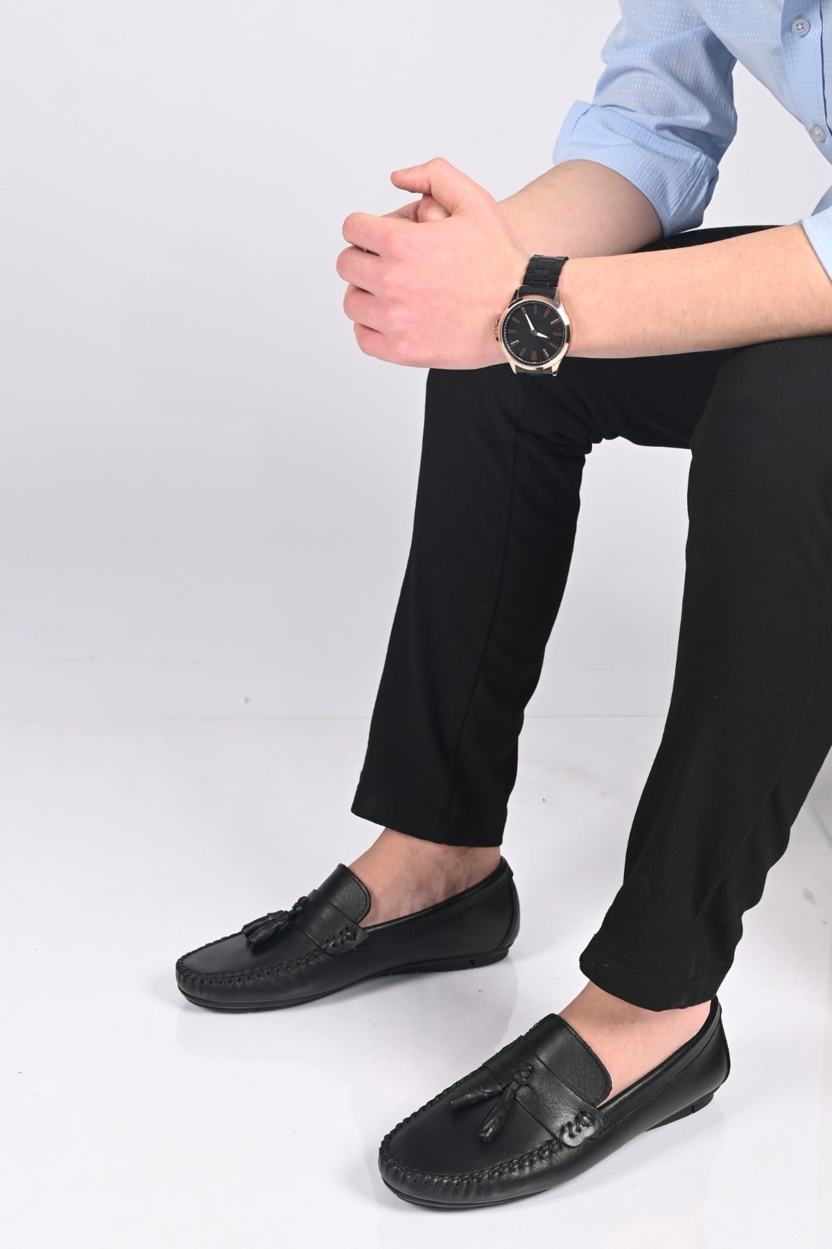 Bestello Bağcıksız Püsküllü Poliüretan Taban Hakiki Deri Loafer 028-2021-26Y Erkek Ayakkabı028-2021-26Y_SIYAH_40Loafer