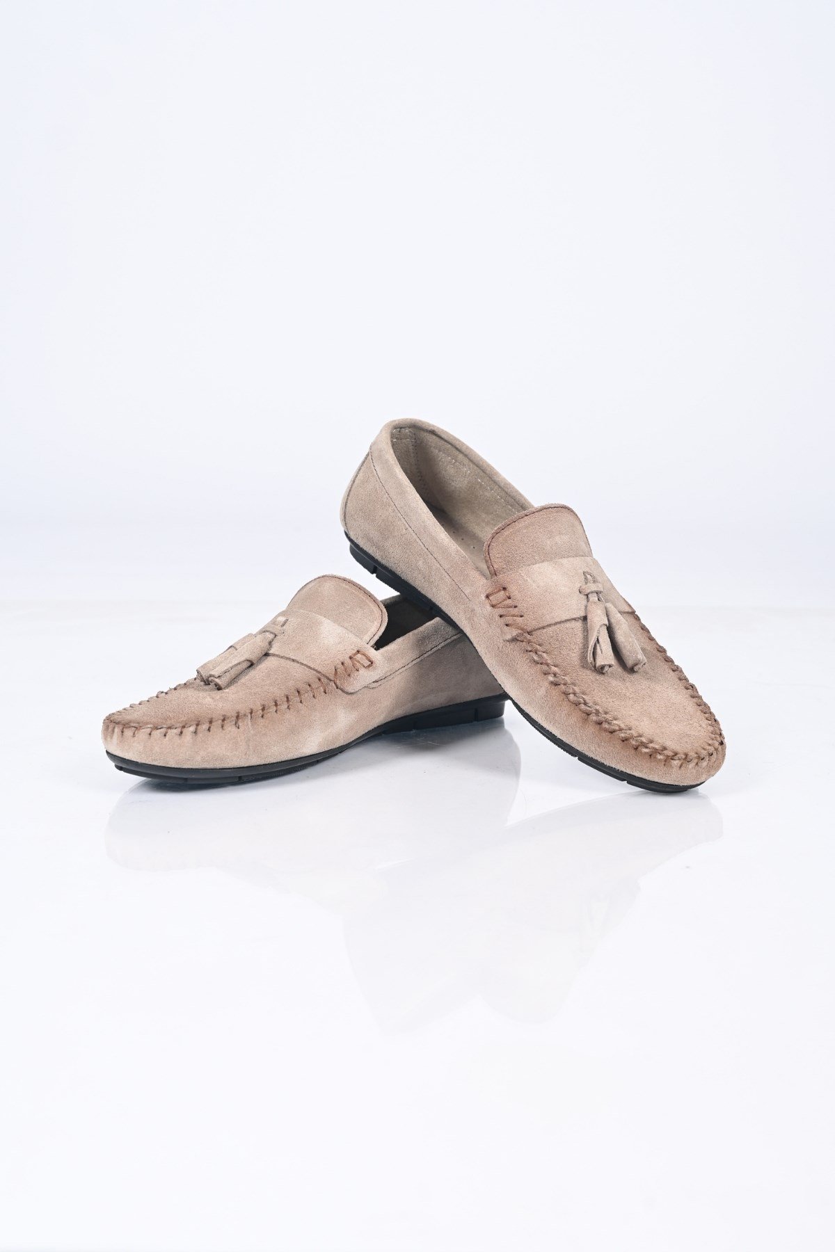 Bestello Bağcıksız Püsküllü Poliüretan Taban Hakiki Deri Loafer 028-2022-26Y Erkek Ayakkabı028-2022-26Y_VIZON SUET_39Loafer