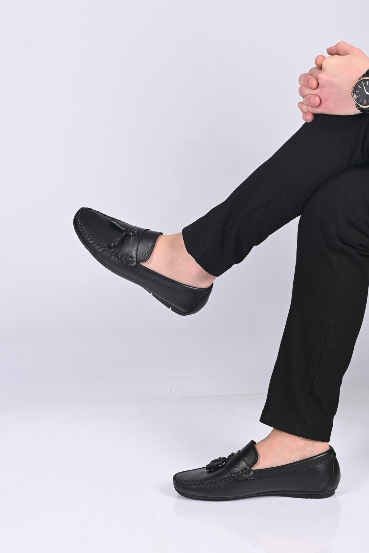 Bestello Bağcıksız Püsküllü Poliüretan Taban Hakiki Deri Loafer 028-2021-26Y Erkek Ayakkabı028-2021-26Y_SIYAH_40Loafer