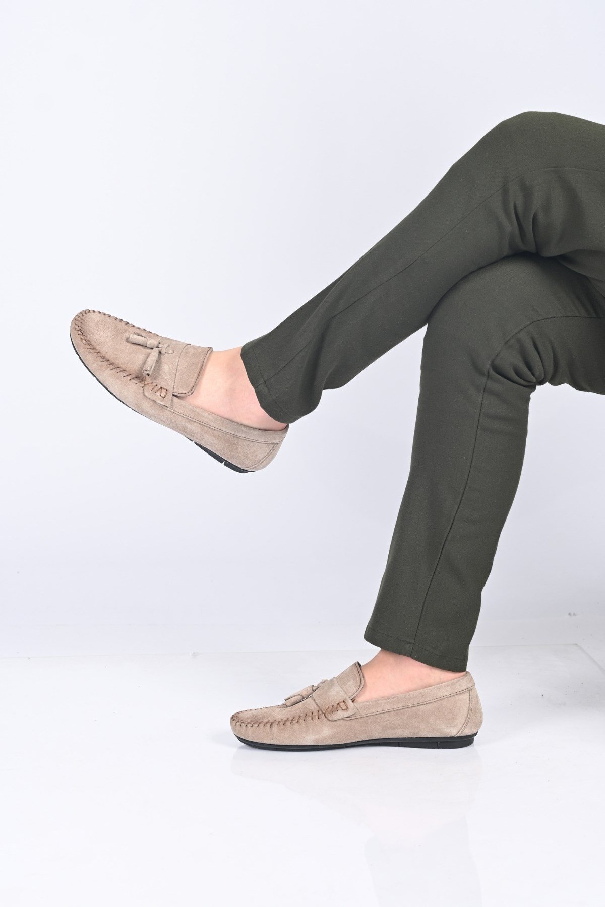 Bestello Bağcıksız Püsküllü Poliüretan Taban Hakiki Deri Loafer 028-2022-26Y Erkek Ayakkabı028-2022-26Y_VIZON SUET_39Loafer