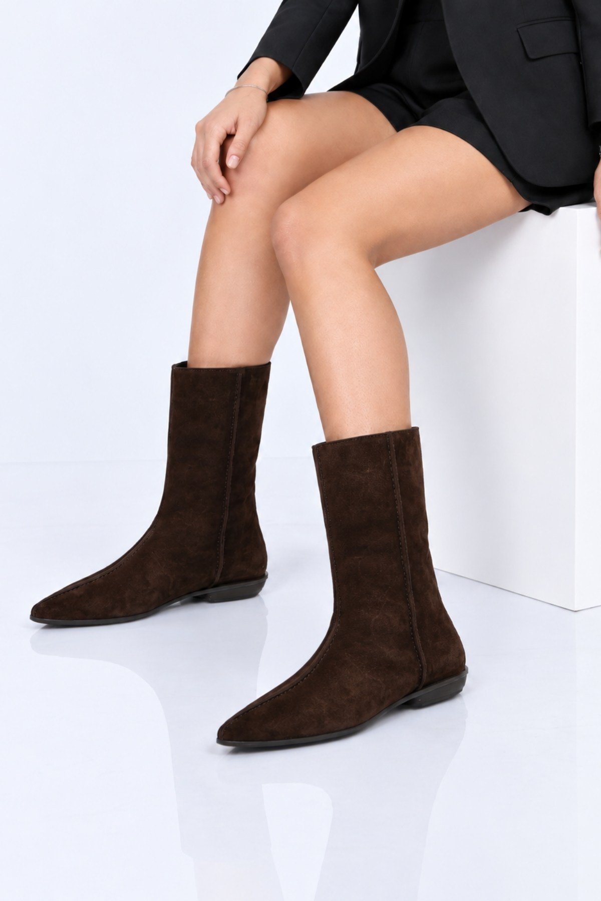 Bestello Bağcıksız Saraç Detaylı Hakiki Deri Casual Bot 336-01286 Kadın Bot336-01286_KAHVE SUET_36Casual Boots