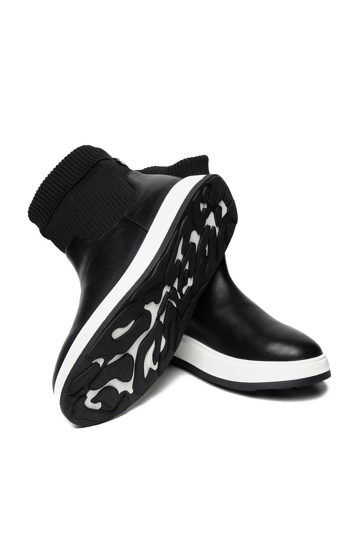 Bestello Bağcıksız Streç Lastikli Termo Taban Düz Bot 332-23136 Kadın Bot332-23136_SIYAH-BEYA_36Casual Boots